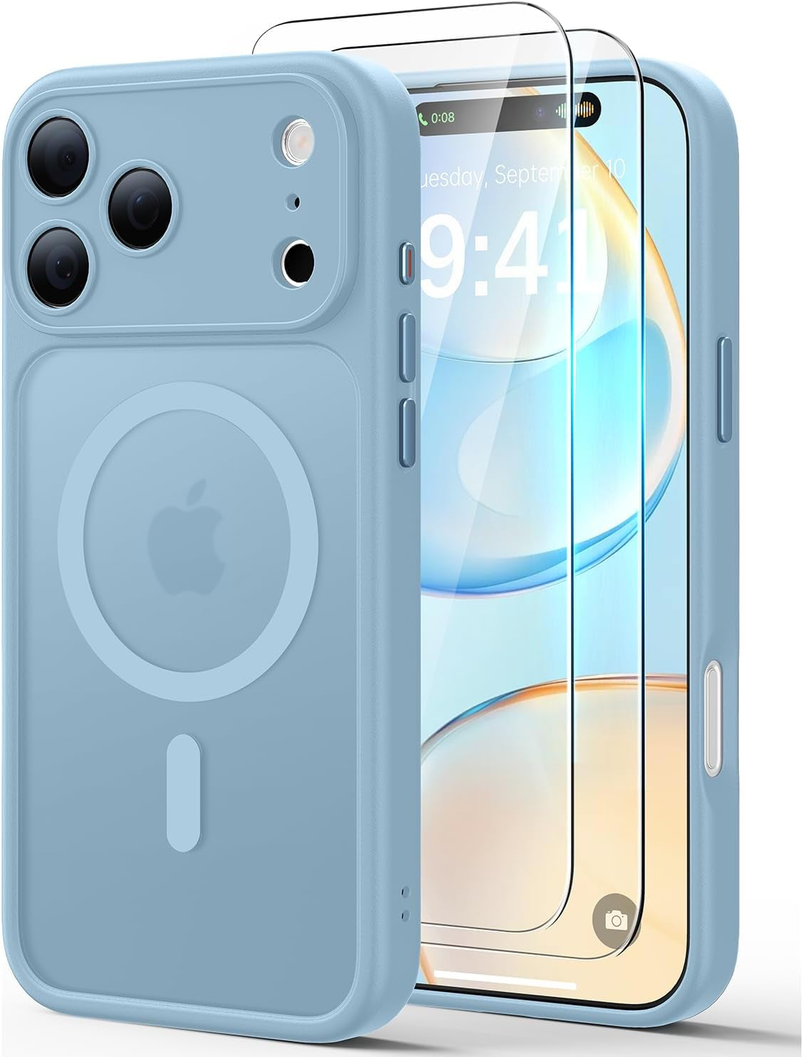 JJL for Iphone 17 Pro Case with 2 Pack Screen Protectors, Compatible with Magsafe, Full Camera Protection, Translucent Matte Magnetic Phone Cover, Deep Blue