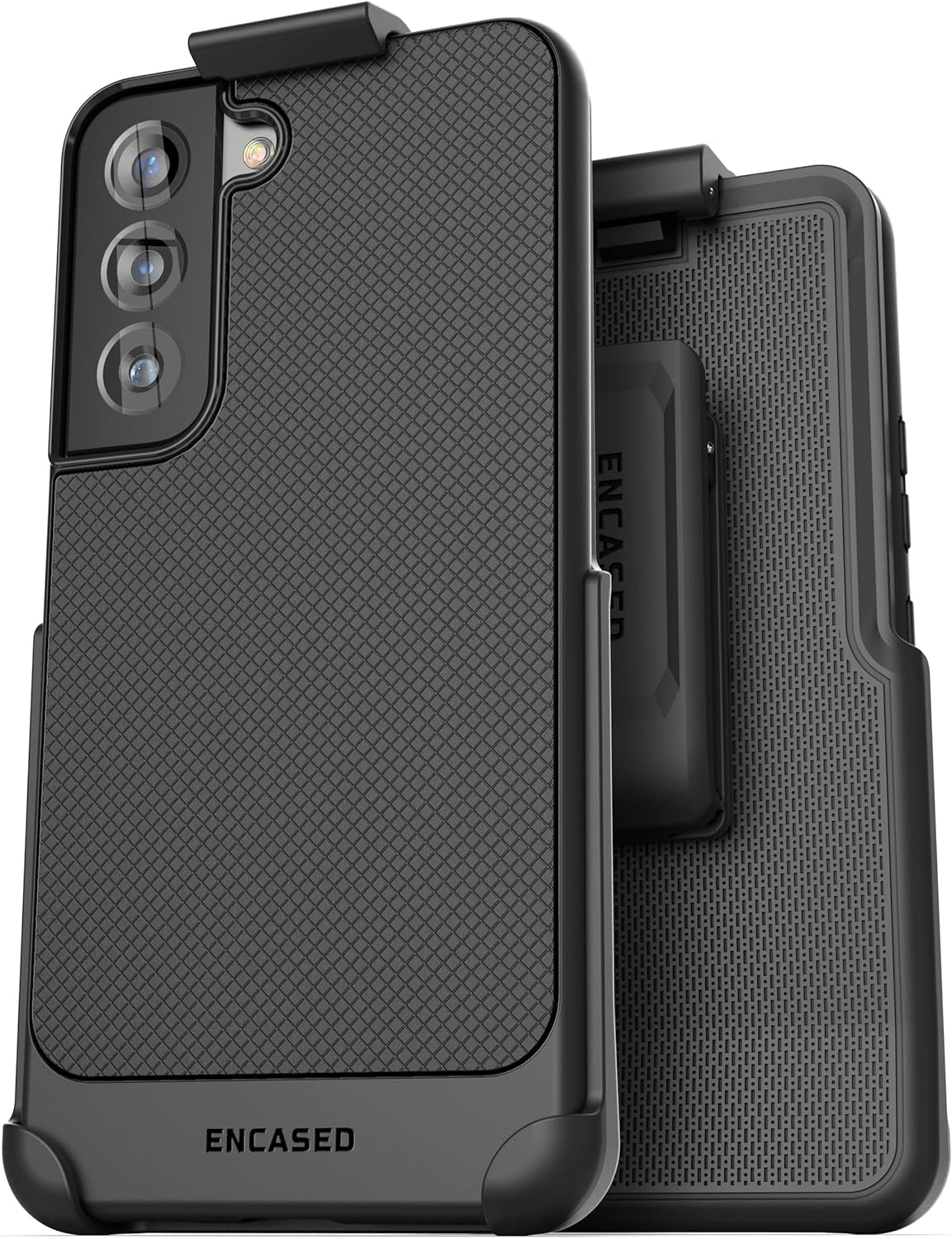 Encased Thin Armor Designed for Samsung Galaxy S22 plus Belt Clip Case, Slim Fit Phone Case with Holster for Samsung S22+ (Matte Black)