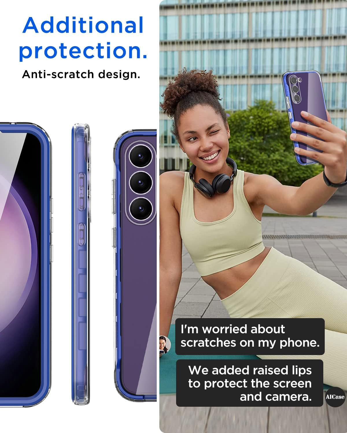 Aicase for Samsung Galaxy S23 plus Case Clear Full Body Rugged With[Tempered Screen Protector] Bumper Slim Soft Silicone Heavy Duty Protection Shockproof Cover for Samsung S23 plus Case 6.6" 2023_3