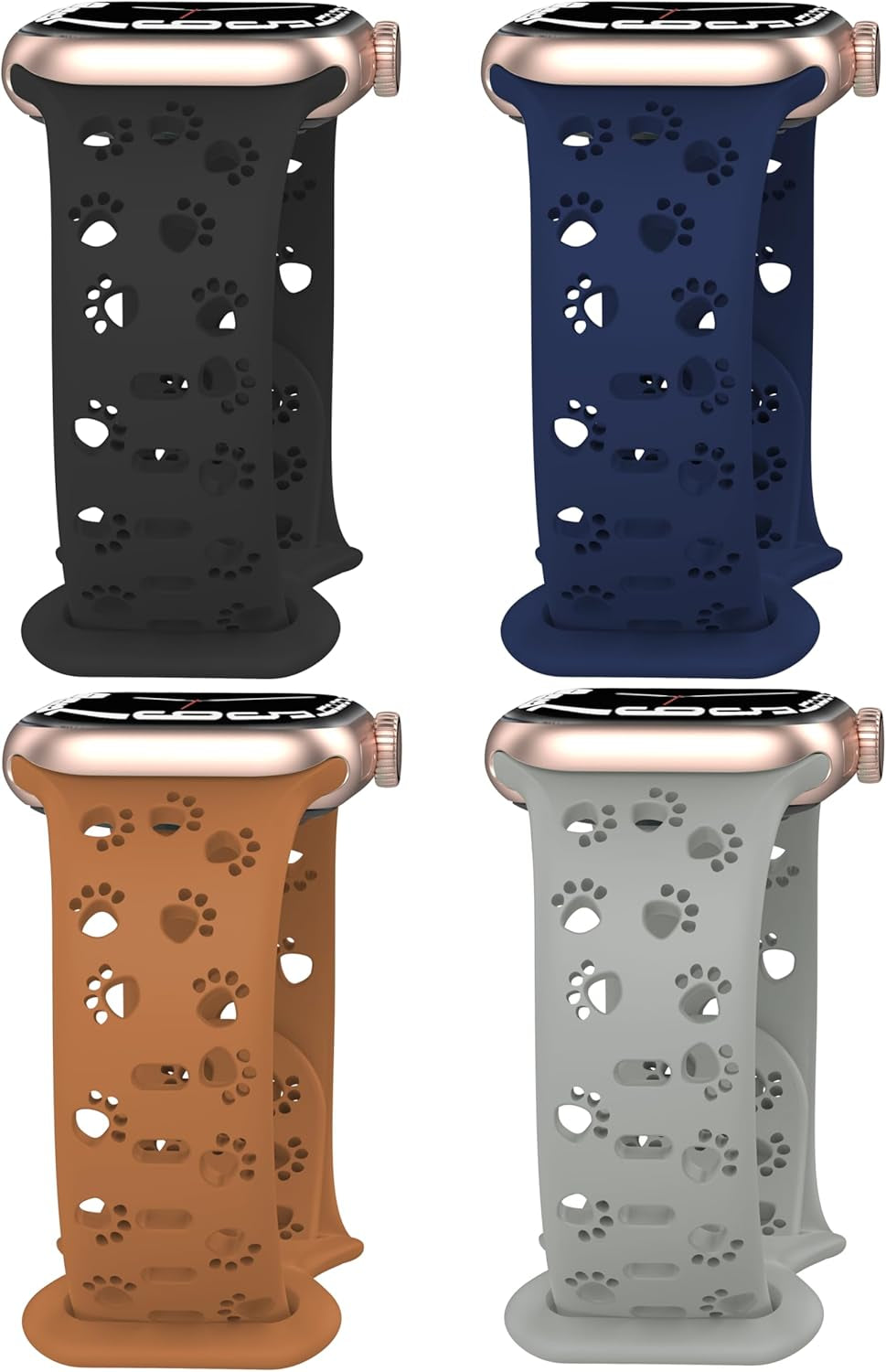 4 Pack Silicone Bands Compatible with Apple Watch Band 38Mm 40Mm 41Mm 42Mm 44Mm 45Mm 49Mm, Hollow-Out Design Wristbands Soft Sport Breathable Watch Bands for Iphone Iwatch Ultra SE Series 9 8 7 6 5 4 3 2 1