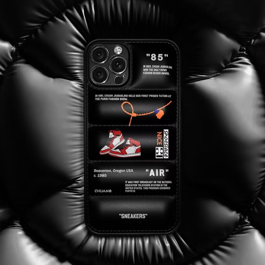 Cool Aesthetic Phone Case for Iphone 15 Pro Case for Boys Men Drop-Resistant Lens Protection Red Basketball Sneaker Street Design Shockproof Designer Cases Compatible with Iphone 15 Pro Case Black  VVVLGD   