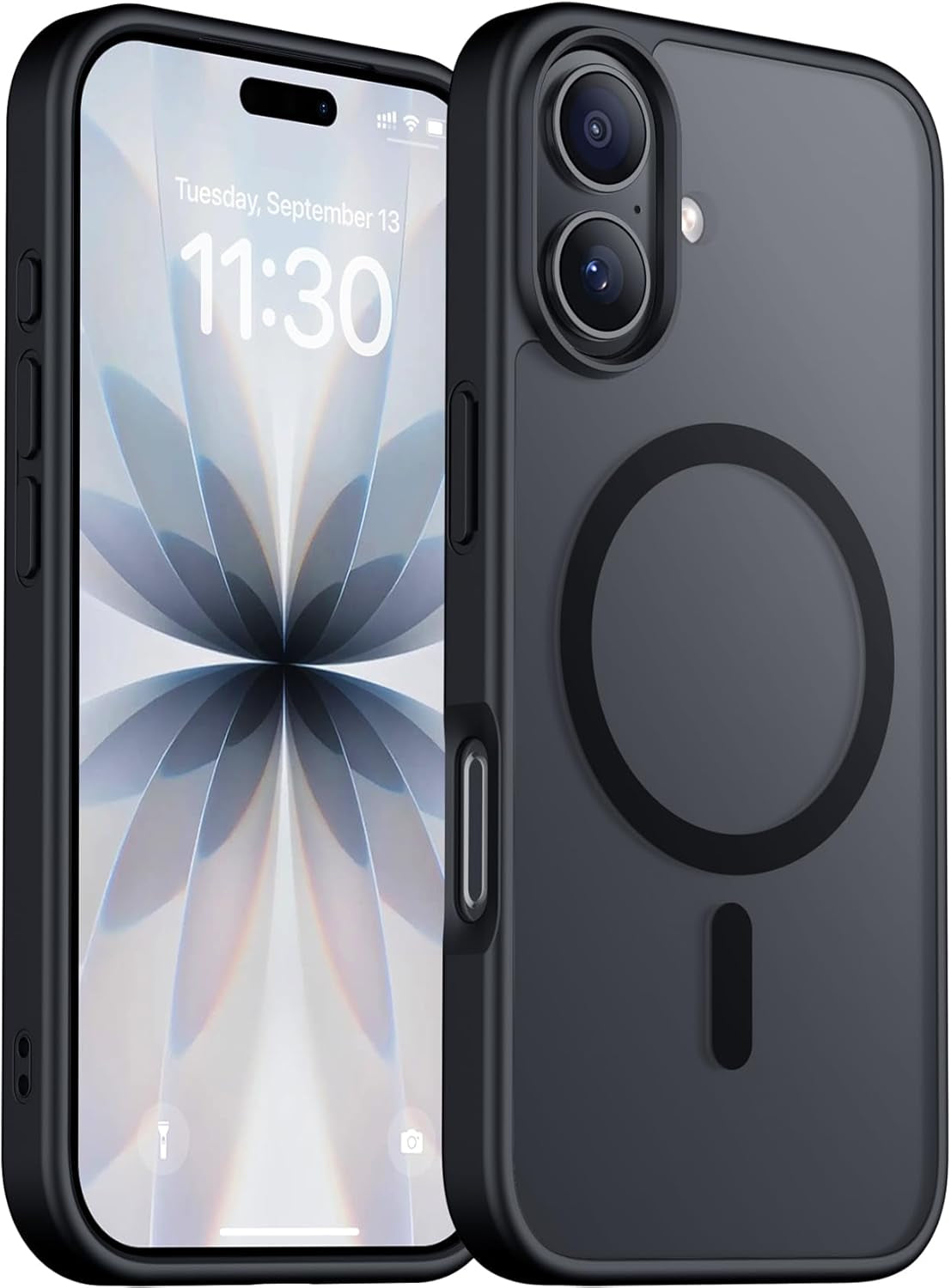 Red2Fire Designed for Iphone 17 Case Magnetic, (Compatible with Magsafe) (Military Grade Drop Protection) Translucent Matte Shockproof Phone Case for Iphone 17 6.3"-Black