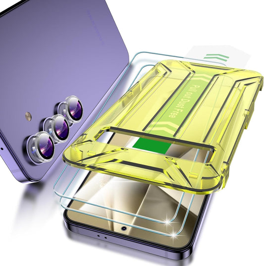 Fotbor [2+3 Pack for Samsung Galaxy S24 plus Screen Protector and Camera Lens Protector, [Dust-Free] Easy Installation, Fingerprint Unlocking Support, 6.7 Inch Tempered Glass, Case Friendly HD Clear