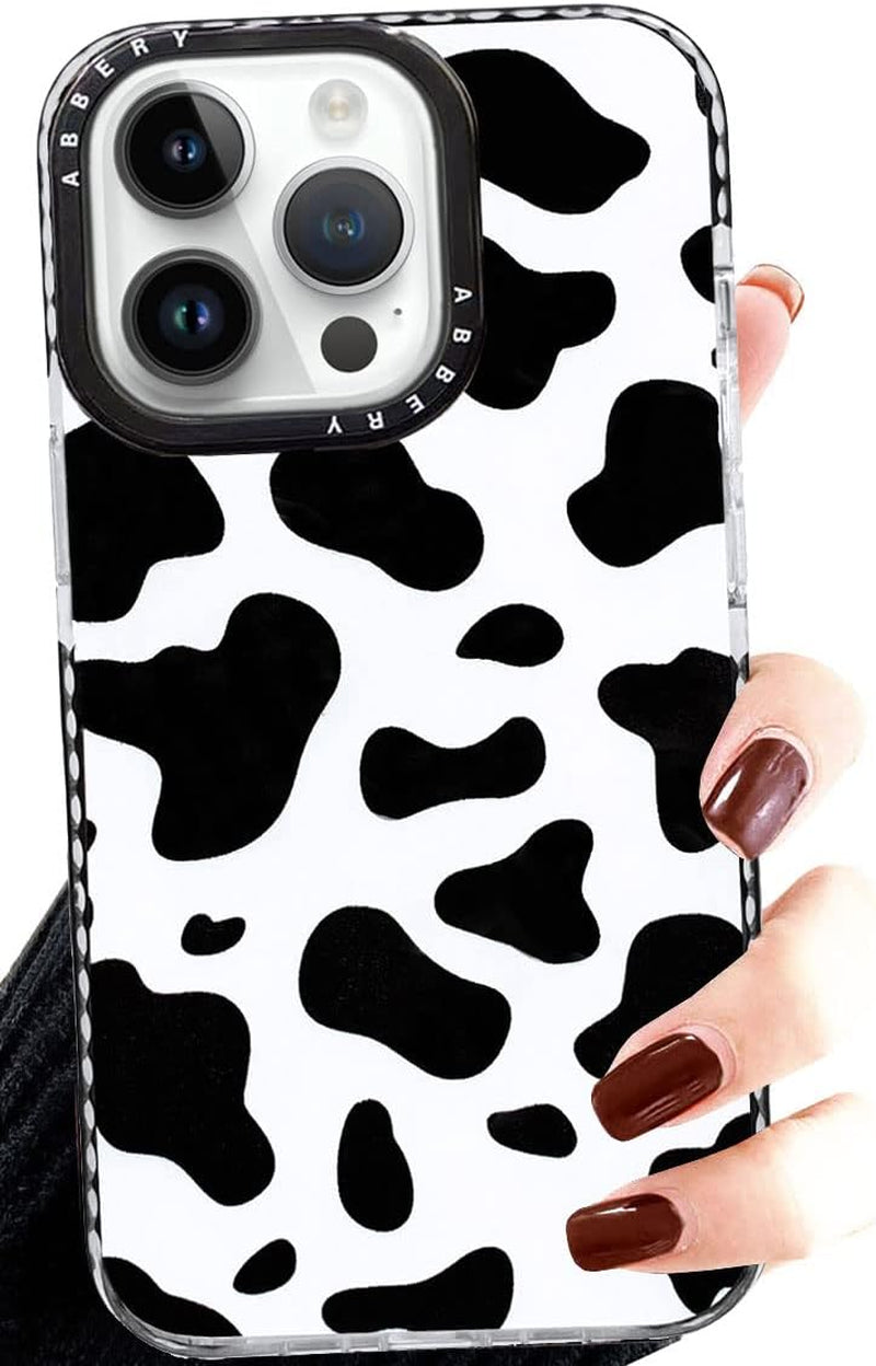 Abbery Designed for Iphone 15 plus Case Cow Print Clear with Design Cow Pattern Cute Durable Silicone TPU Sturdy Shockproof Protective Woman Girls Aessthetic Phone Cover (For Iphone 15 Plus)  Abbery   