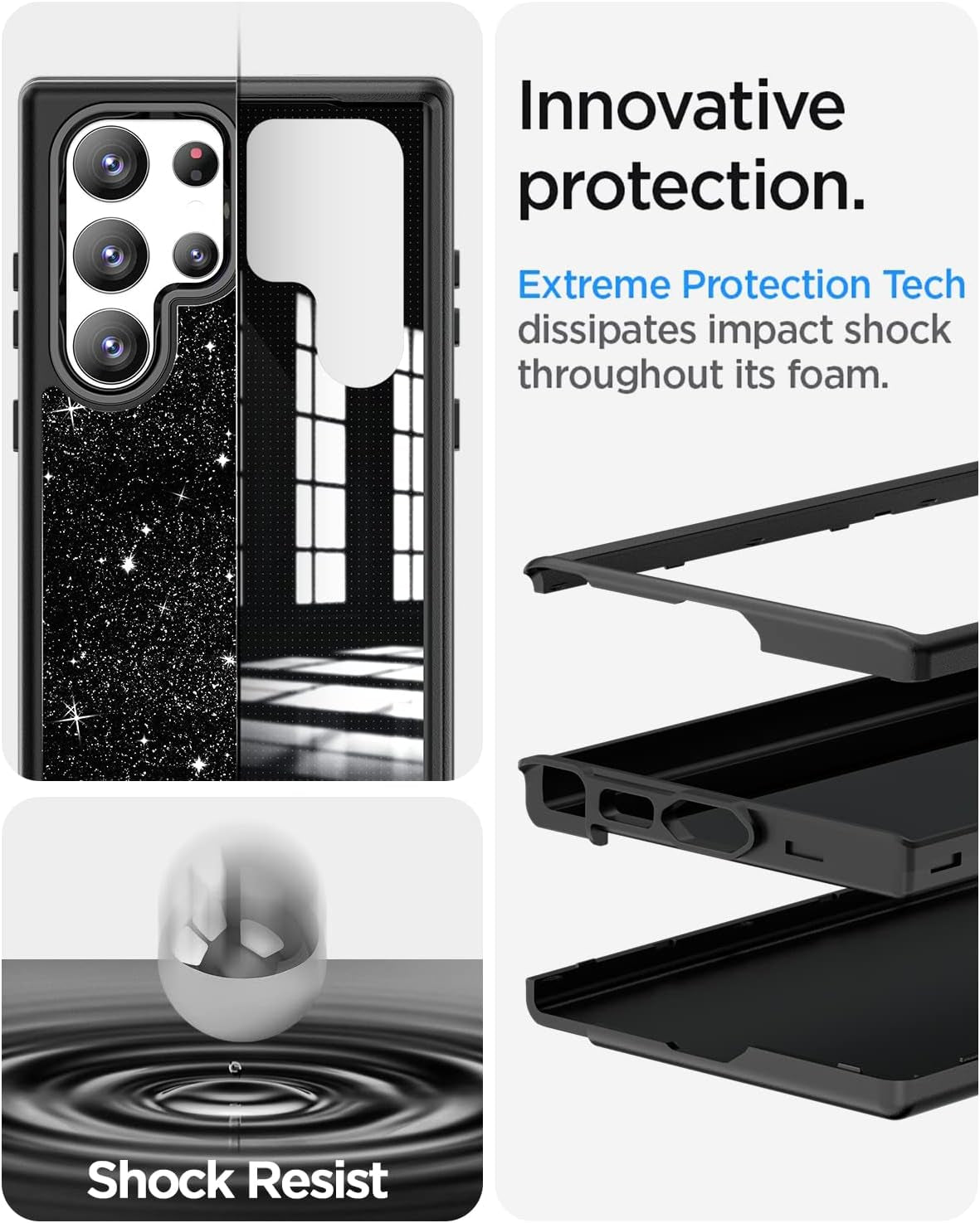 Aicase for Samsung Galaxy S23 Ultra Case 5G,Bling Shiny Glitter Girly Heavy Duty Drop Protection Shockproof 3-Layer Military Protective Phone Case for Samsung S23 Ultra 6.8" 2023