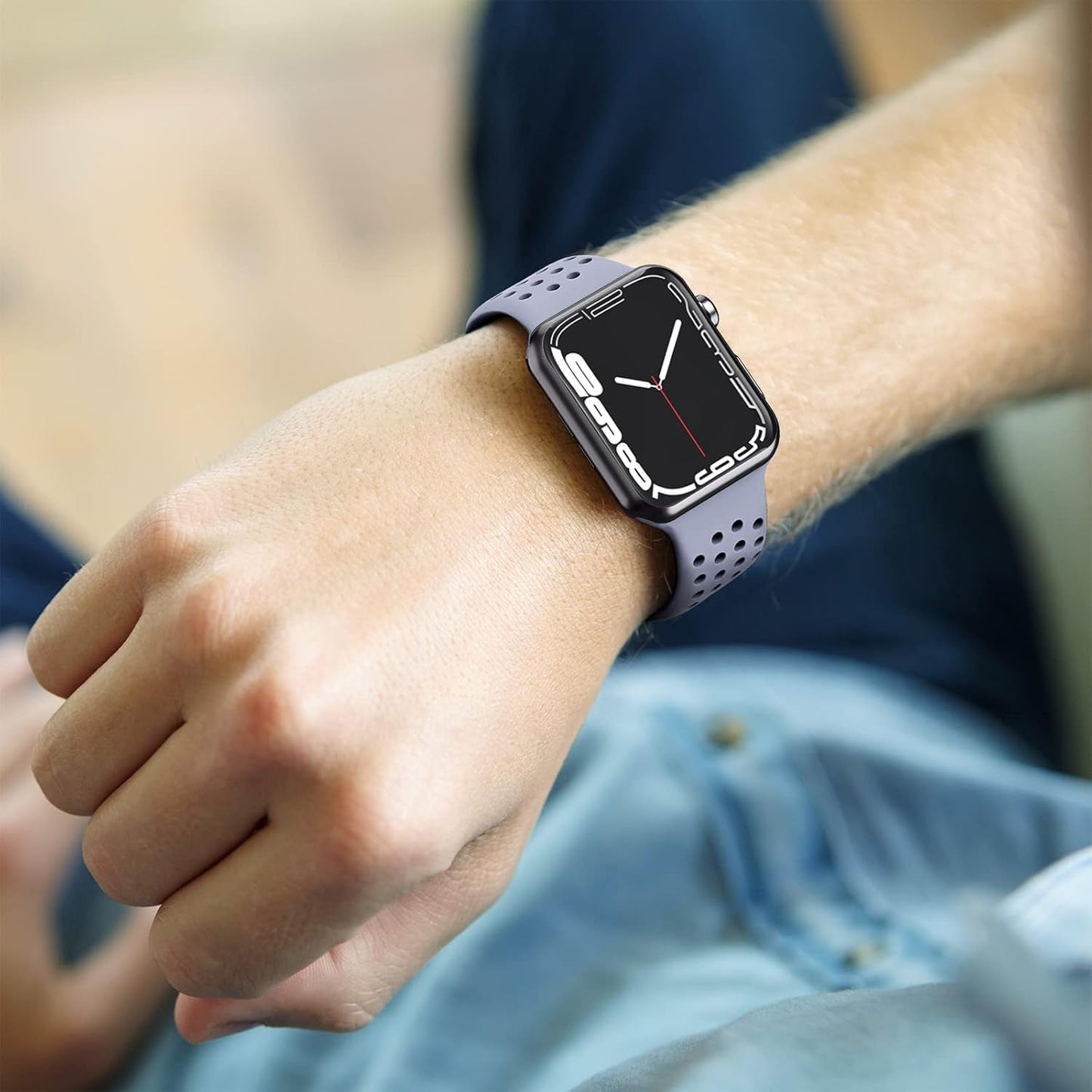 6 Pack Sport Bands Compatible for Apple Watch Bands 49Mm 45Mm 44Mm 42Mm 41Mm 40Mm 38Mm,Breathable Soft Silicone Sport Women Men Replacement Strap Compatible for Iwatch Series 9 Ultra2/Ultra 8 7 6 5 4 3 2 1 SE