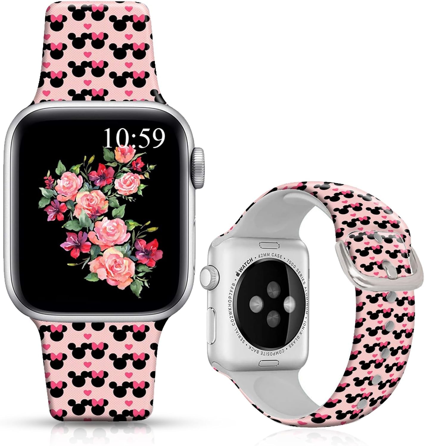 Floral Bands Compatible with Iwatch 38Mm/42Mm/40Mm/44Mm, Floral Chevron Silicone Fadeless Pattern Printed Replacement Bands for Iwatch Series 5/4/3/2/1, M/L for Women/Men