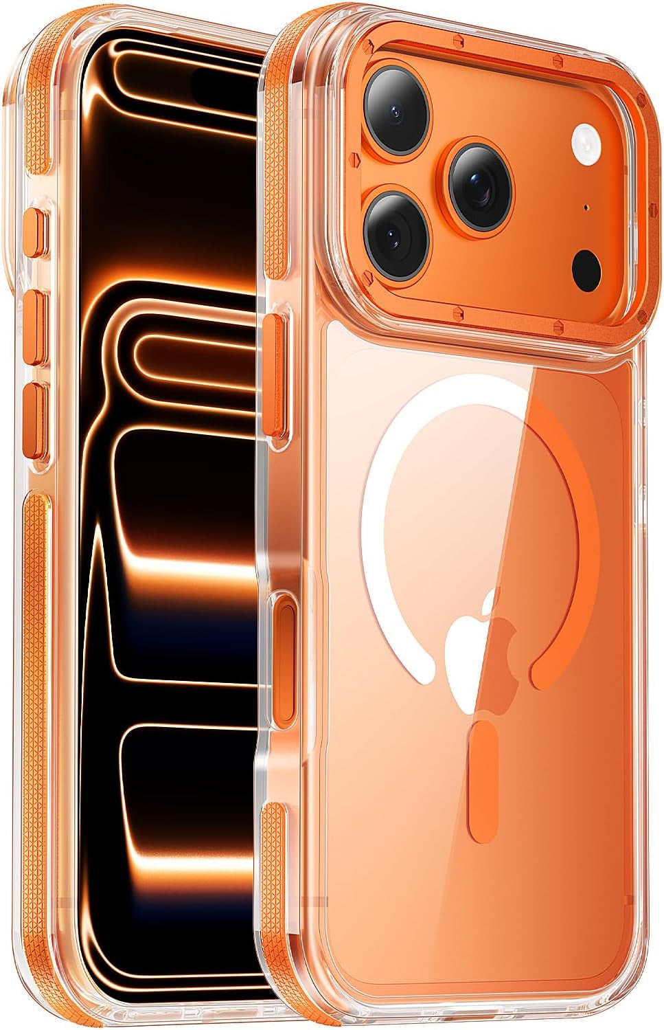 For Iphone 17 Pro Max Case with Camera Lens Protector[10Ft Military-Grade Protection] Compatible with Fit Magsafe Shockproof Slim Thin Cover Case for Iphone 17 Pro Max 6.9 Inch, Orange Bumper