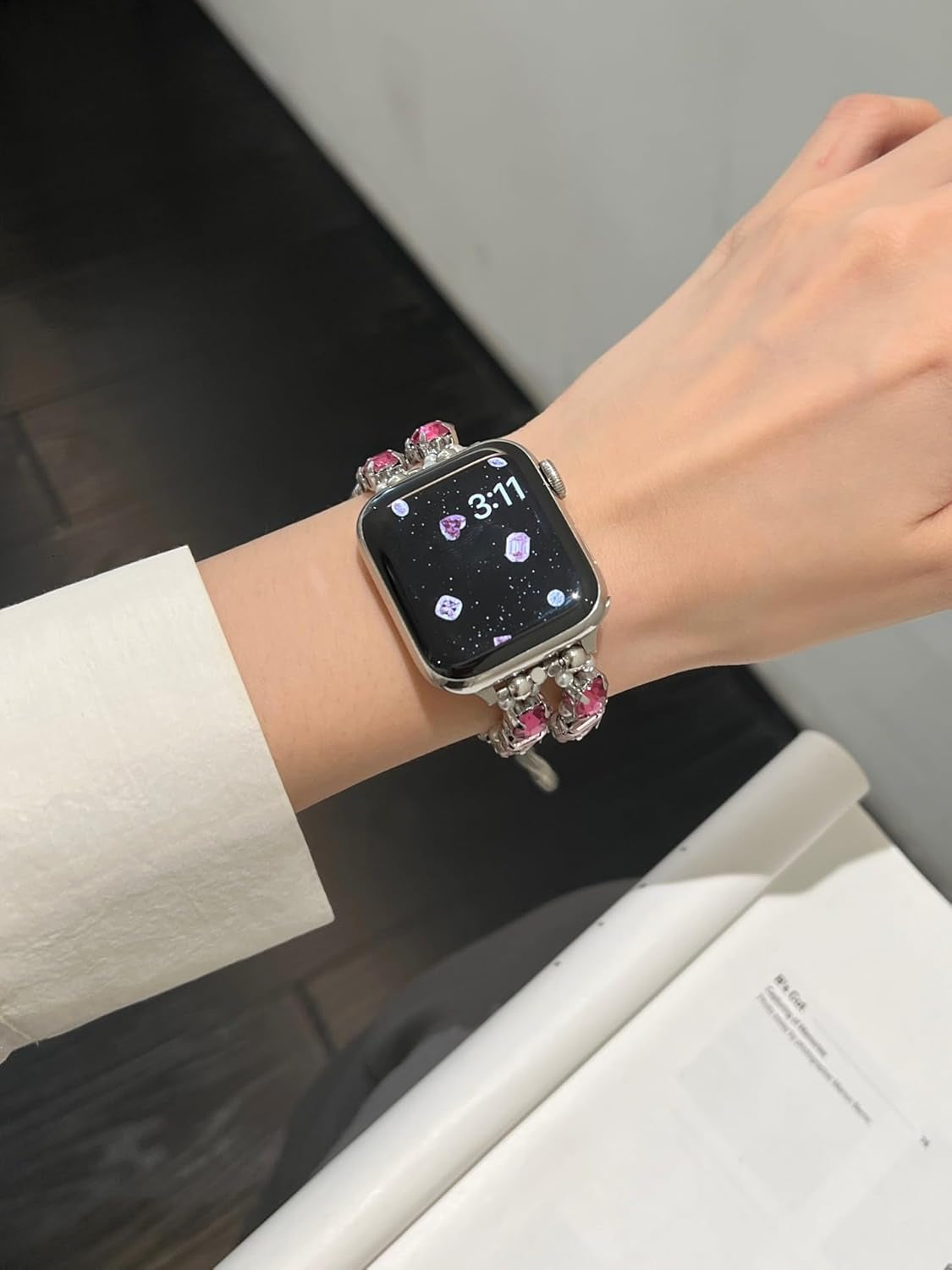 Beaded Bracelet Compatible with Apple Watch Bands 38Mm 40Mm 41Mm 42Mm 44Mm 45Mm 49Mm, Bling Diamond Jewelry Strap Fancy Adjustable Wristband for Iwatch Ultra SE Series 8 7 6 5 4 3 2 1