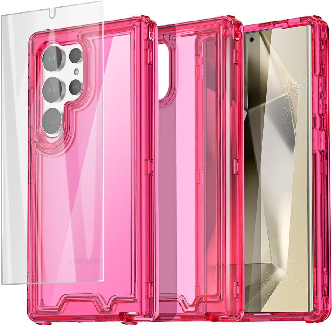 Aicase for Samsung Galaxy S24 Ultra Case with Glass Screen Protector,Heavy Duty Drop Protection Full Body Rugged Shockproof Military Protective Tough Durable Cover for Galaxy S24 Ultra 6.8" 5G 2024_1