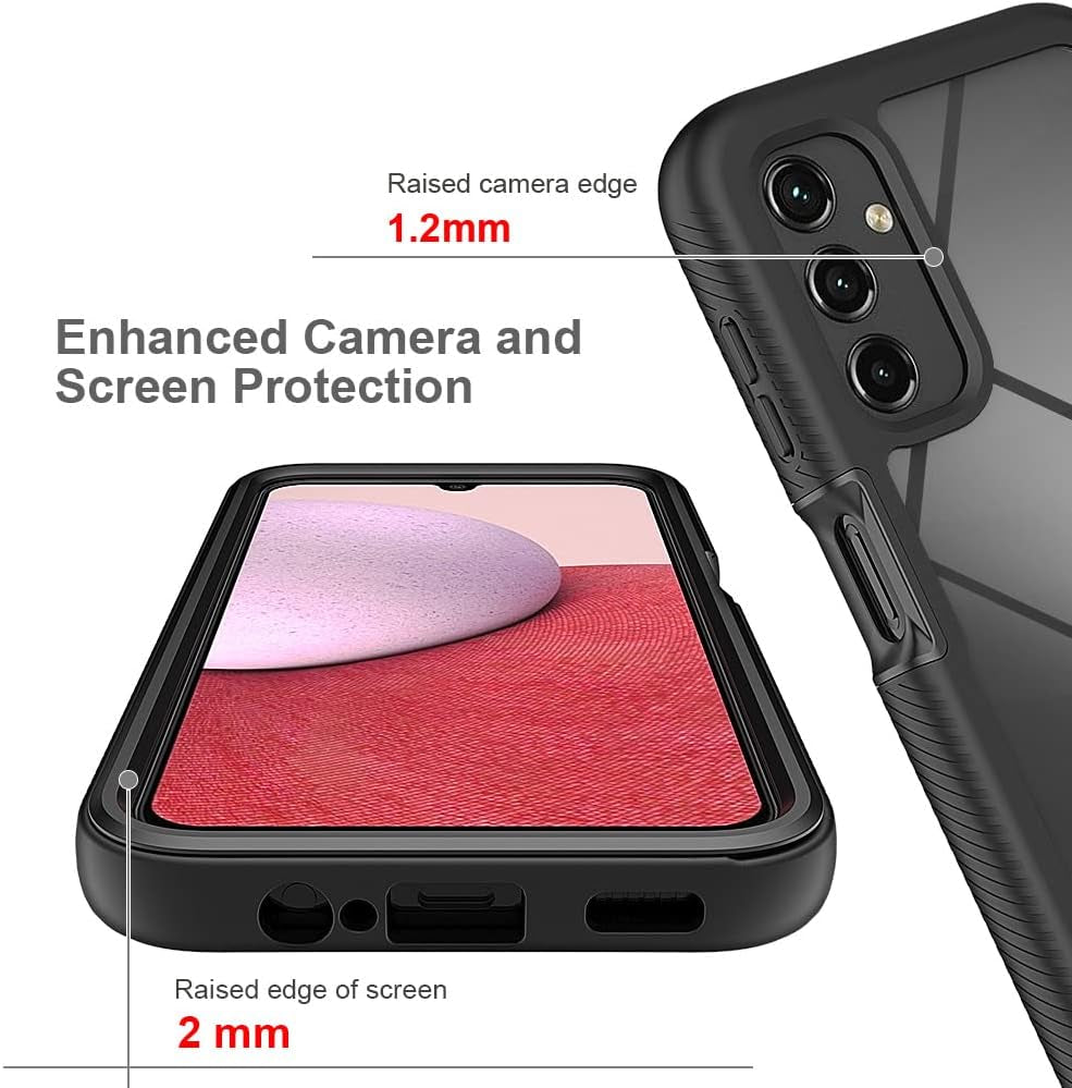 For Samsung Galaxy A14 5G Case Hybrid Drop Protection Clear Case Heavy Duty Hard Rugged Anti-Slip Bumper Anti-Scratch Armor Protective Phone Cover for Samsung Galaxy A14 Black