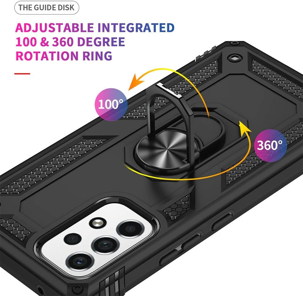 For Samsung A53 5G Case, Galaxy A53 5G Case with HD Screen Protector, [Military Grade 16Ft. Drop Tested] Ring Shockproof Protective Phone Case for Samsung Galaxy A53 5G,Black