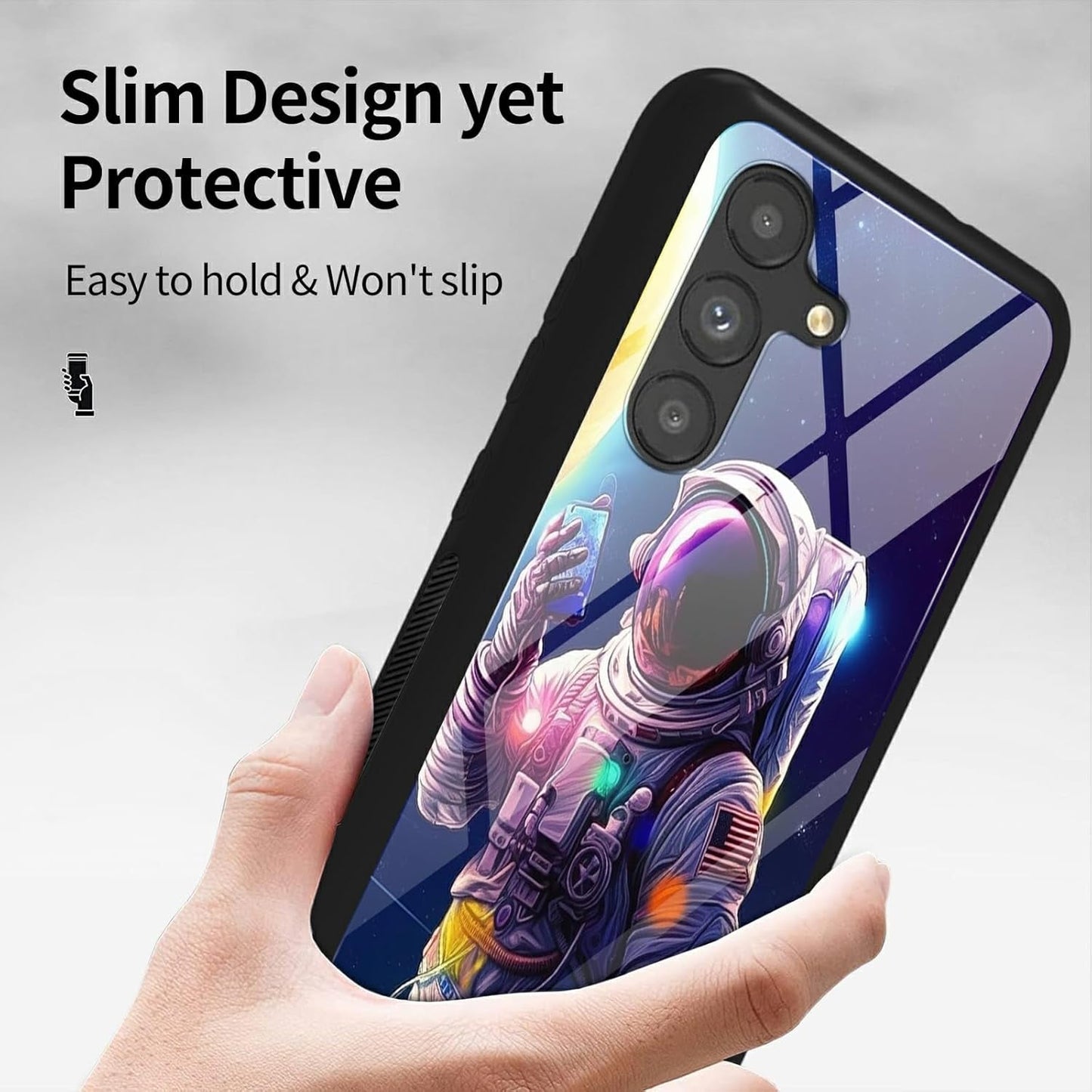 Case for Samsung Galaxy A14 5G,Galaxy A14 5G Case,Tempered Glass Back Cover Soft TPU Bumper Fashion Men Women Phone Case Shockproof Protective Cover for Samsung A14 5G,Astronaut