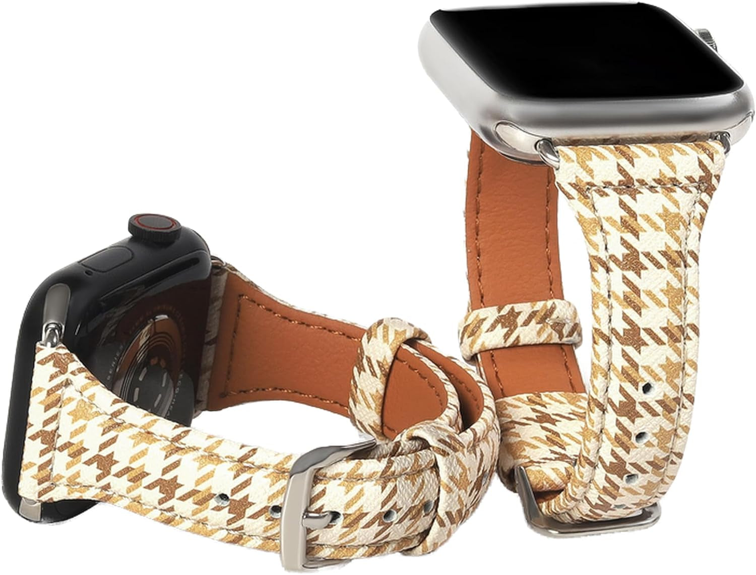Designer Plaid Pattern Band Compatible with Apple Watch 41Mm 40Mm 38Mm, Soft Luxury Leather Wristband Black&White Grid for Iwatch Series 9/8/7/6/5/4/3/2/1/SE for Women/Girl