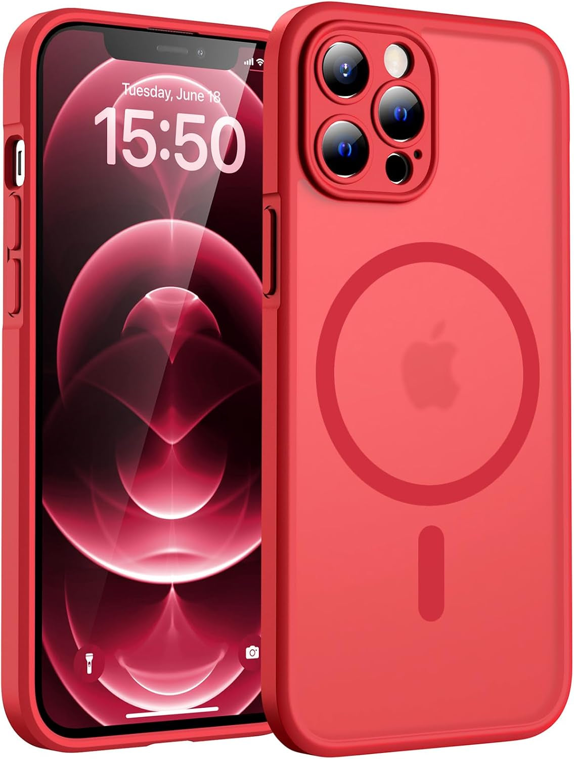 TOCOL for Iphone 17 Pro Case, Compatible with Magsafe, Full Camera Protection, Built-In Magnetic Ring, Drop Protection, Translucent Matte Phone Case for Iphone 17 Pro 6.3 Inch (Black)