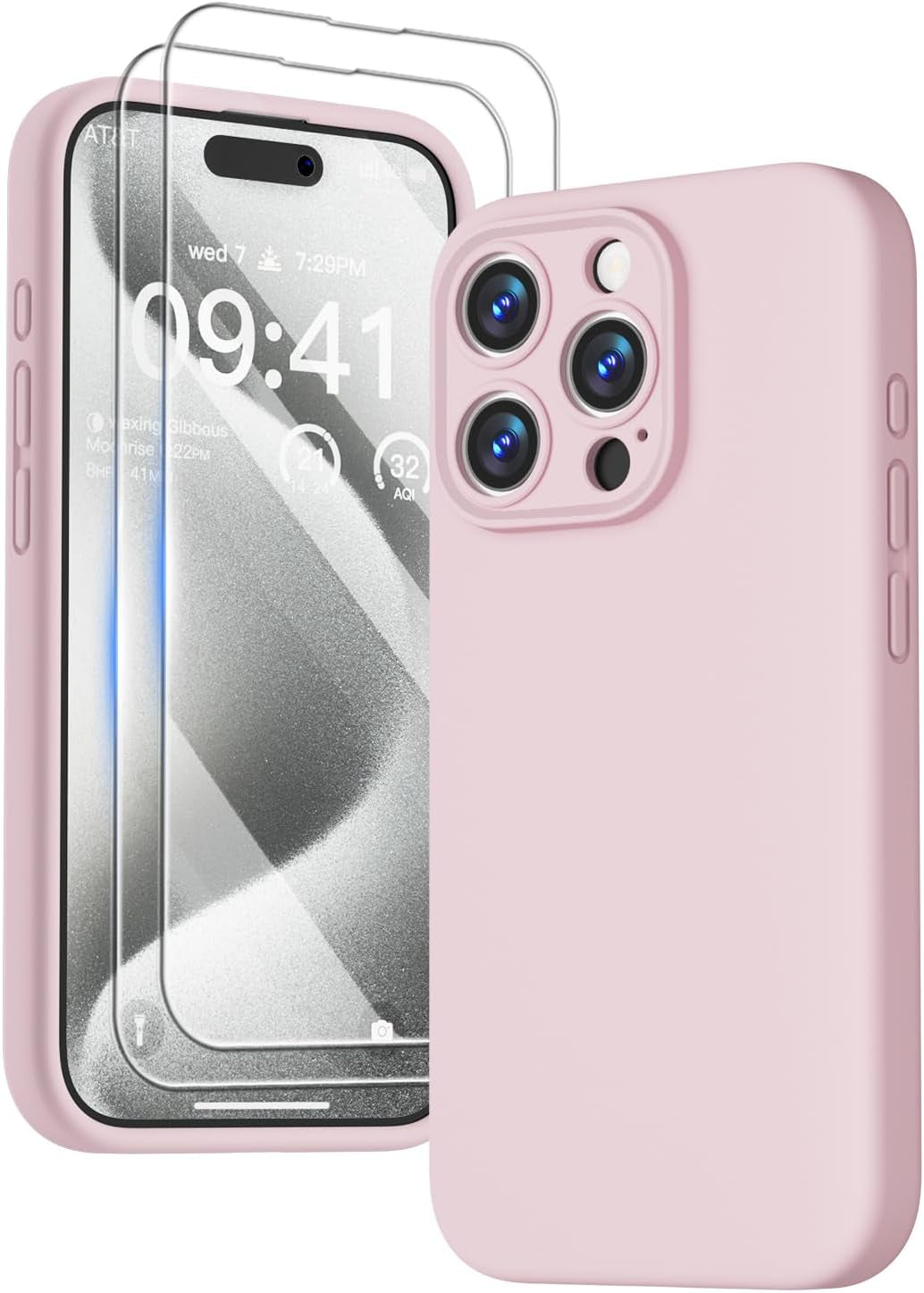 GOODVISH Compatible with Iphone 15 Pro Case, Silicone Upgraded [Enhanced Camera Protection] Phone Case with [2 Screen Protectors], Soft Anti-Scratch Microfiber Lining Inside, 6.1 Inch, Brown  GOODVISH   