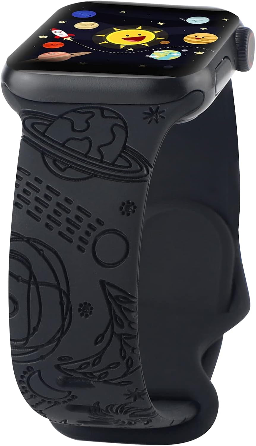 Engraved Silicone Band Compatible with Apple Watch 38Mm 40Mm 41Mm, Cute Fancy Laser Printed Sport Strap Compatible with Iwatch Series 7 6 5 4 3 2 1 SE