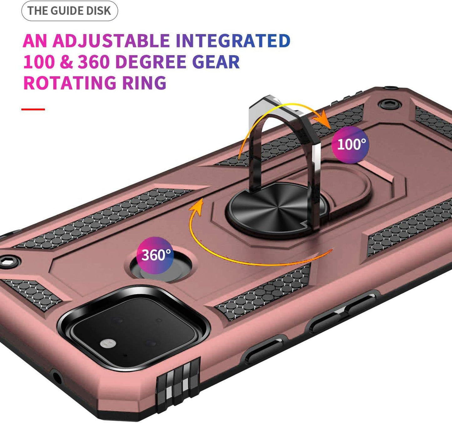 ADDIT Phone Case for Google 5,Google Pixel 5 Case, Military Grade Protective Google Pixel 5 Cases Cover with Ring Car Mount Kickstand for Google Pixel 5 5G - Rose Gold  ADDIT   