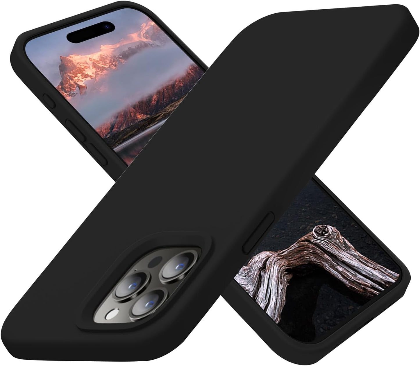 Cordking Designed for Iphone 15 Pro Case, Silicone Ultra Slim Shockproof Protective Phone Case with [Soft Anti-Scratch Microfiber Lining], 6.1 Inch, Alpine Green  Cordking Black  