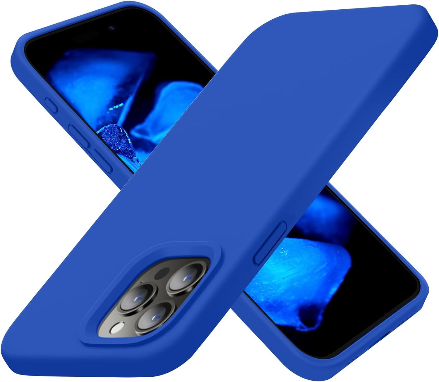 Cordking Designed for Iphone 15 Pro Case, Silicone Ultra Slim Shockproof Protective Phone Case with [Soft Anti-Scratch Microfiber Lining], 6.1 Inch, Alpine Green  Cordking Klein Blue  