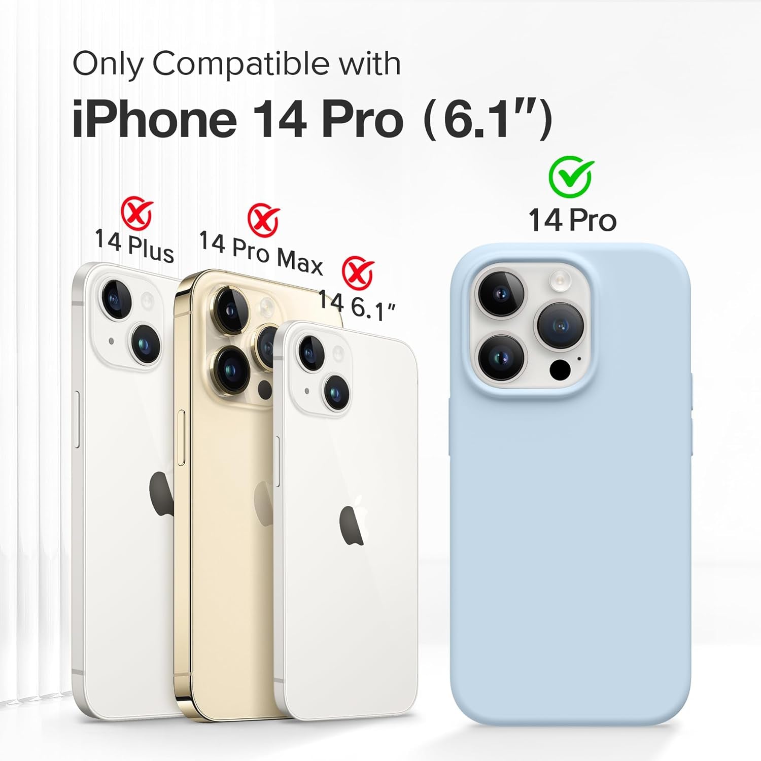 GONEZ for Iphone 14 Pro Case, with 2 Pack Screen Protector + 2 Pack Camera Lens Protector, Soft Anti-Scratch Microfiber Lining, Shockproof Protective Liquid Silicone Phone Cover 6.1'', Blue  GONEZ   