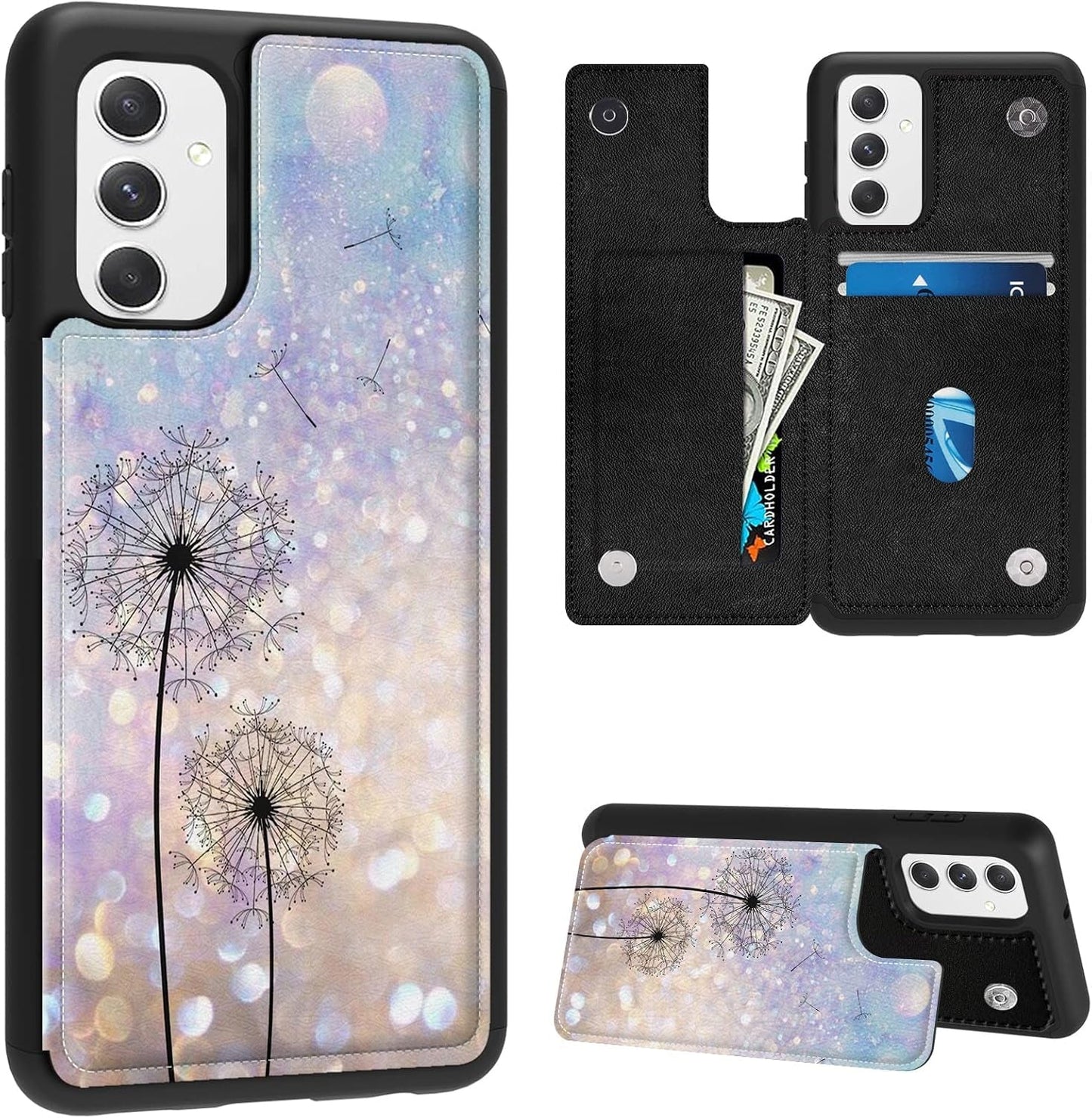 Case for Samsung Galaxy A14 5G Wallet Phone Case with Card Holder,Pu Leather Kickstand Card Slot Cover for Women Men (Dual Magnetic Clasp+Rfid Blocking)-Bald Eagle with Flag