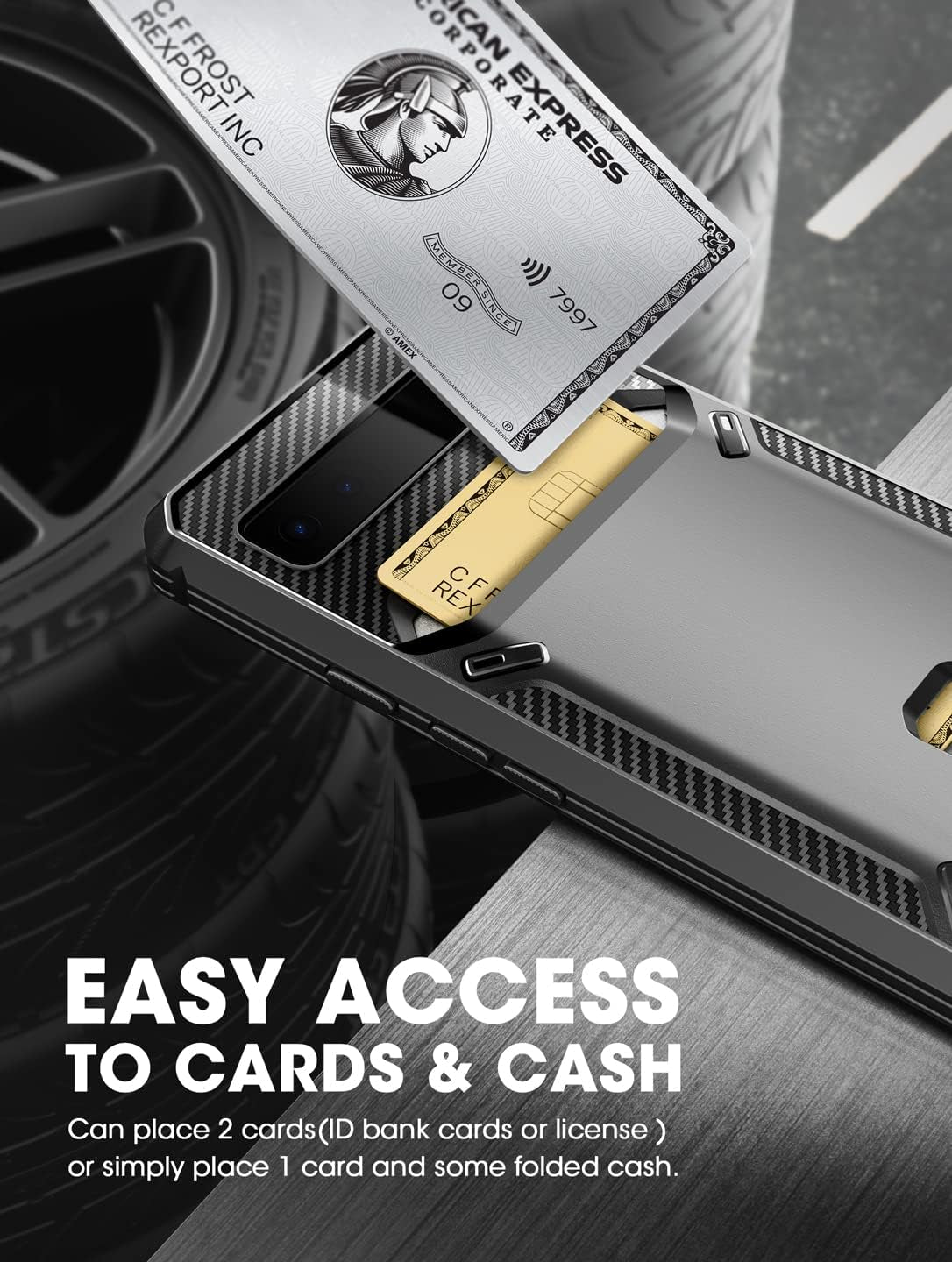 𝟐𝟎𝟐𝟑 𝐍𝐞𝐰 Cache Designed for Google Pixel 6A Case (2022), Shock-Absorption Heavy Duty Protective Slim Wallet Phone Case Cover for Pixel 6A 5G with Card Slot (Black)  Clayco   