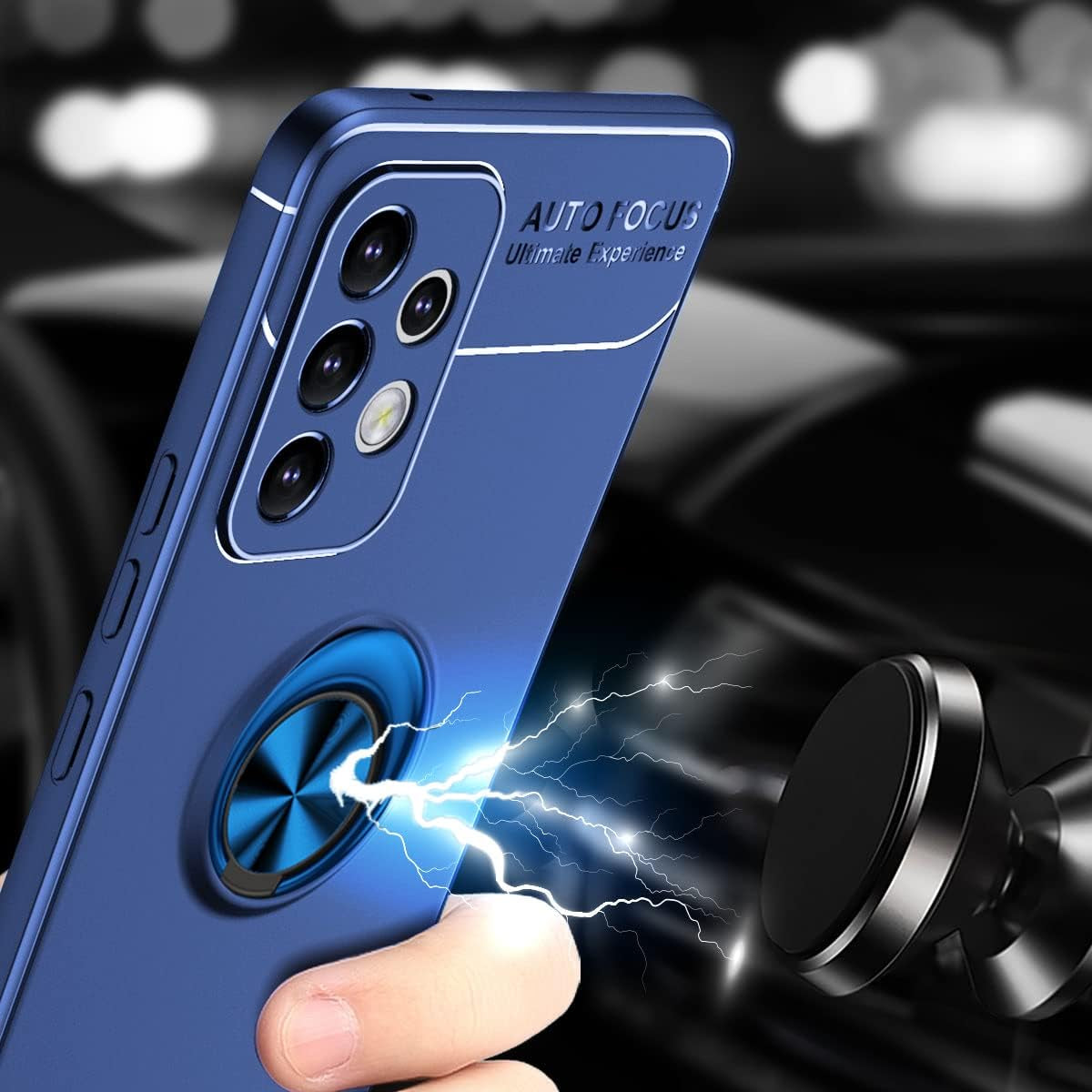 Asuwish Phone Case for Samsung Galaxy A53 5G 2022 with Tempered Glass Screen Protector Cover and Ring Holder Stand Slim Protective Cell Accessories Gaxaly A53 G5 Galaxies 53A SM A536U Women Men Blue