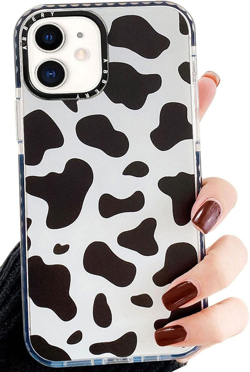 Abbery Designed for Iphone 15 plus Case Cow Print Clear with Design Cow Pattern Cute Durable Silicone TPU Sturdy Shockproof Protective Woman Girls Aessthetic Phone Cover (For Iphone 15 Plus)  Abbery For Iphone 12/12 Pro  
