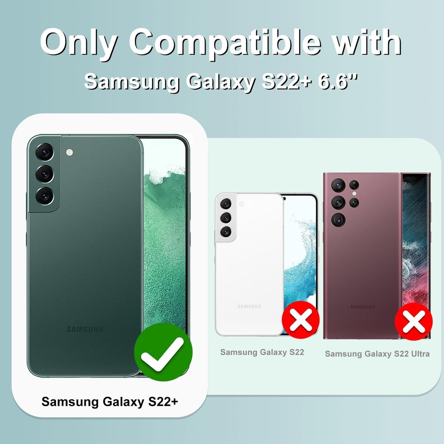 Fiyart Designed for Galaxy S22 plus 5G Case with Phone Stand Holder Cute Love Hearts Pattern Slim Protective Camera Protection Cover with Wrist Strap for Women Girls for S22 plus 5G 6.6"-Dark Blue