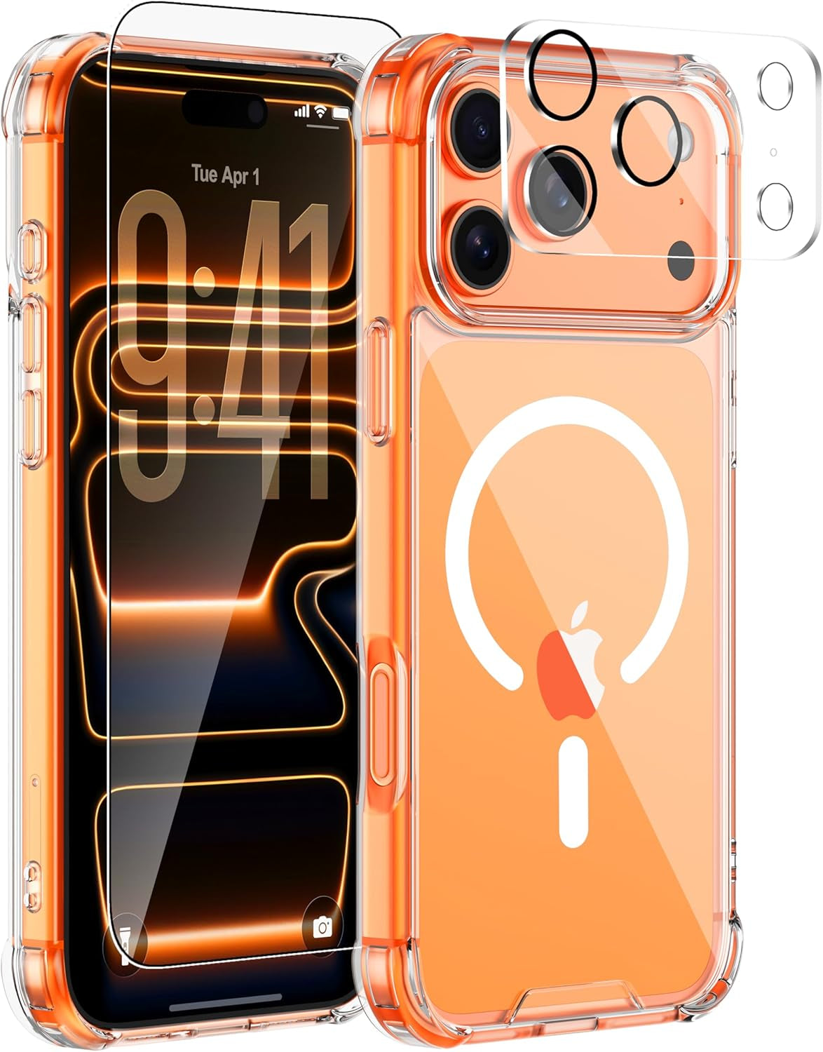 For Iphone 17 Pro Max Case, Compatible with Magsafe, Magnetic Slim Cover, Anti-Yellowing & Shockproof, Full Camera Protection, Includes Screen & Lens Protectors, Clear Protective Case