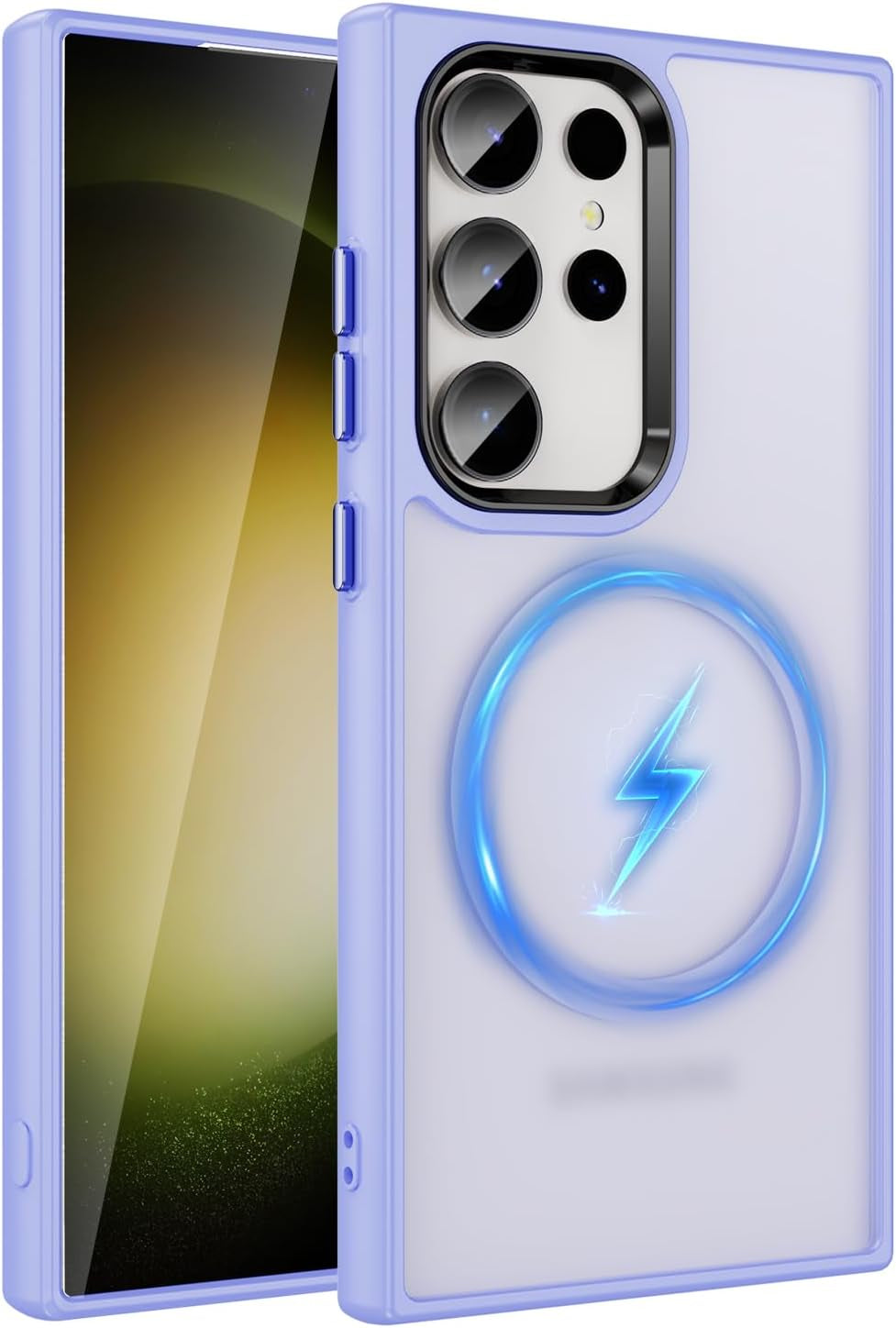 For Galaxy S22 Ultra Case with Magnetic Stand Slim Case with Soft Silicone Bumper for S22 Ultra Cover Wireless Charging Black+Kickstand 13-S22U-07