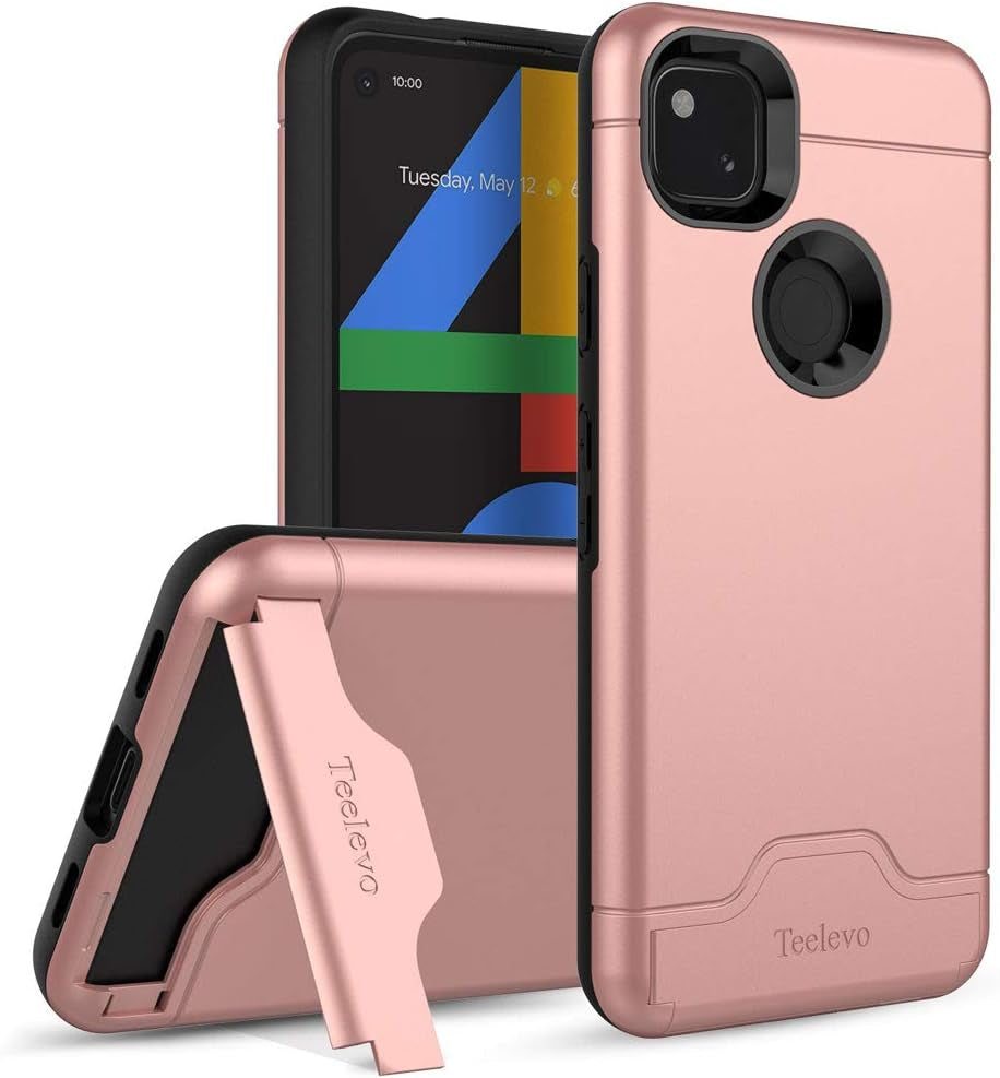 Teelevo Wallet Case for Google Pixel 4A [NOT Compatible with Pixel 4A 5G], Dual Layer Case with Card Slot Holder for Google Pixel 4A - Rose Gold  Teelevo   