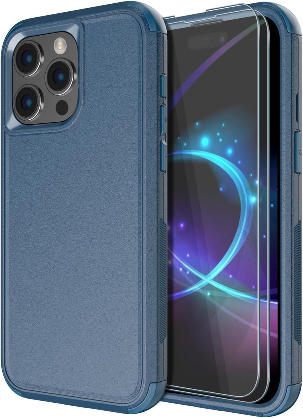 Diverbox for Iphone 15 Pro Case [Tempered Glass Screen Protector] [Shockproof] [Dropproof] Heavy Duty Protection Phone Case Cover for Apple Iphone 15 Pro 6.1 Inch (Black-2In1)  Diverbox   