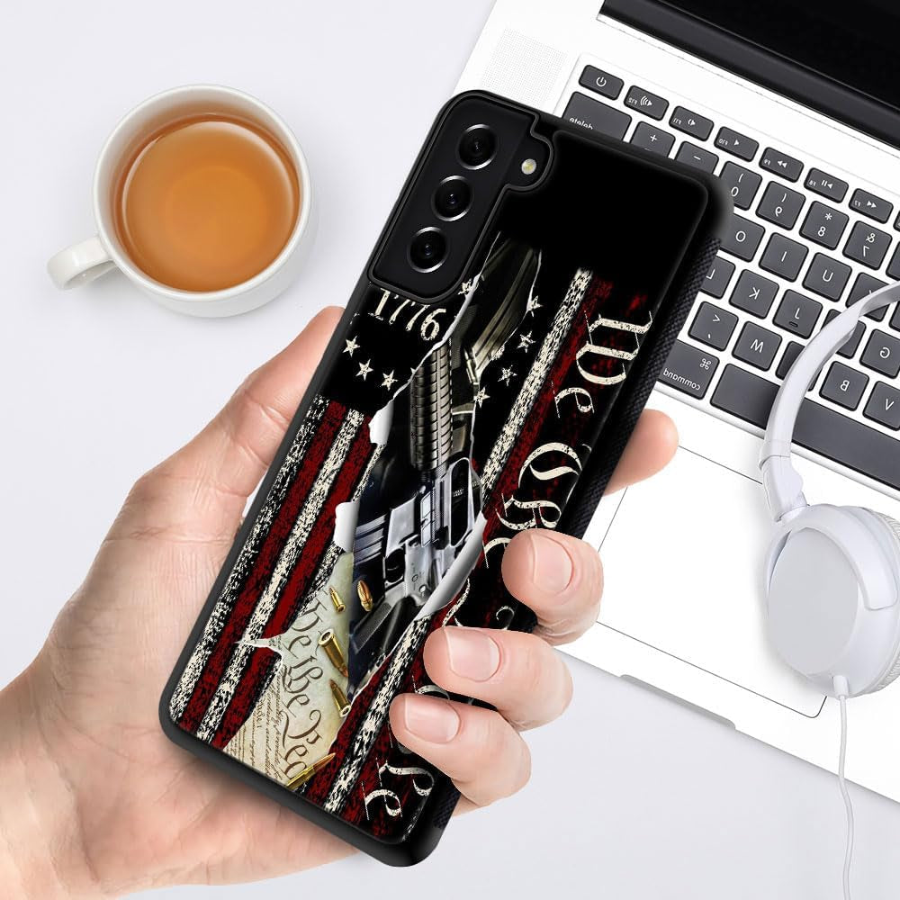 DJSOK Case Compatible with Samsung Galaxy S22 plus Case, Classic Independent American Flag 1776 We the People Pattern Design Pattern Back+Soft Silicone Protective Case