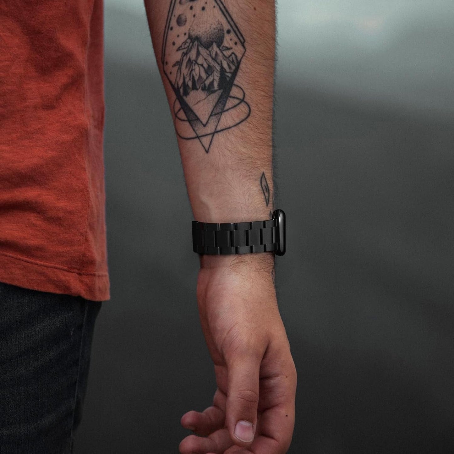 Finestone Metal Band for Apple Watch - No Tool Needed Apple Watch Stainless Steel Band Compatible with Apple Watch 41Mm 40Mm 38Mm - Magnetic Clasp Strap for Iwatch Series 9/8/7/6/5/4/3/2/1 SE Black