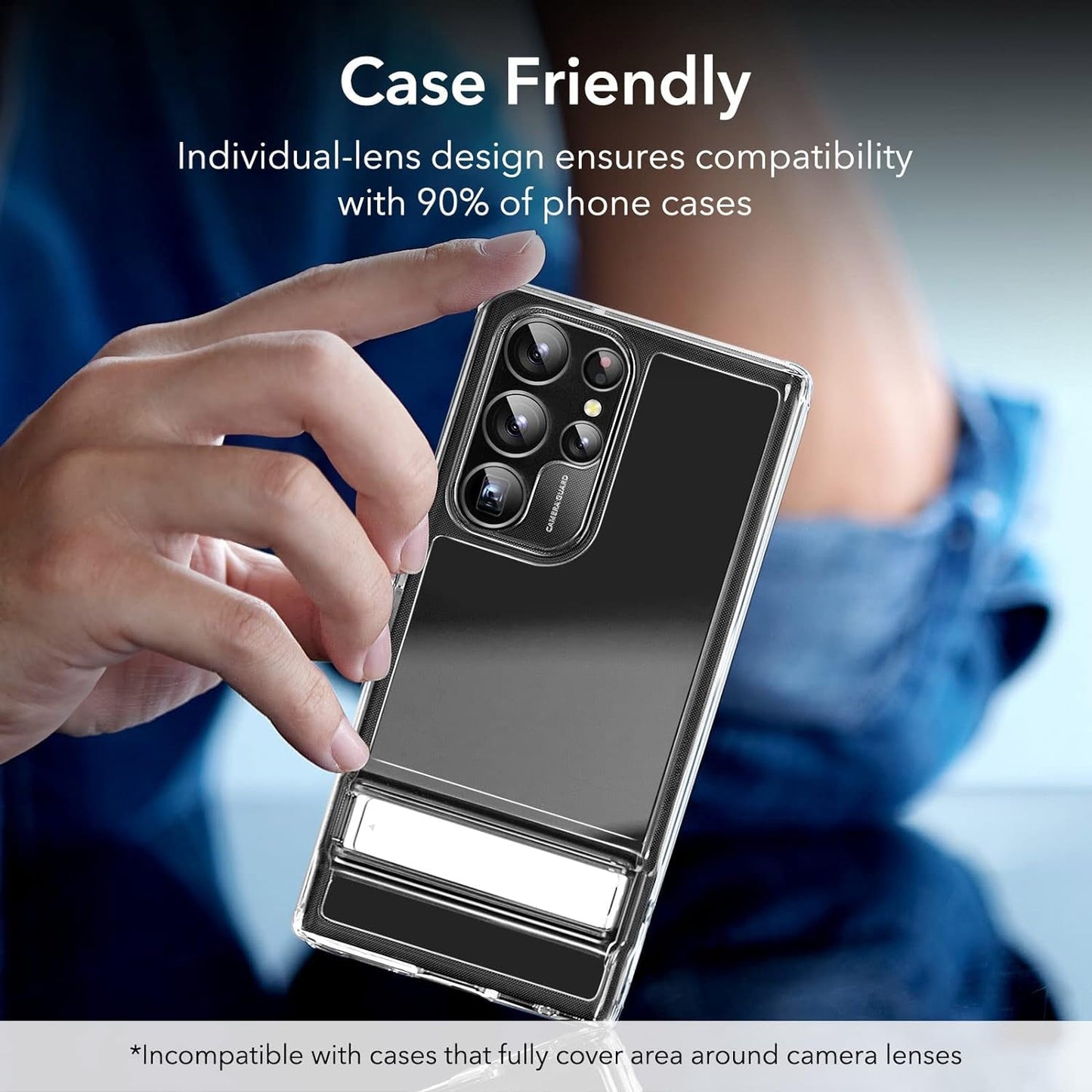 ESR for Samsung Galaxy S23 Ultra Camera Lens Protector, Scratch-Resistant HD Clarity Ultra-Thin 9H Tempered Glass with Aluminum Edging, Individual Metal Lens Cover, Case Friendly, 1 Set, Black