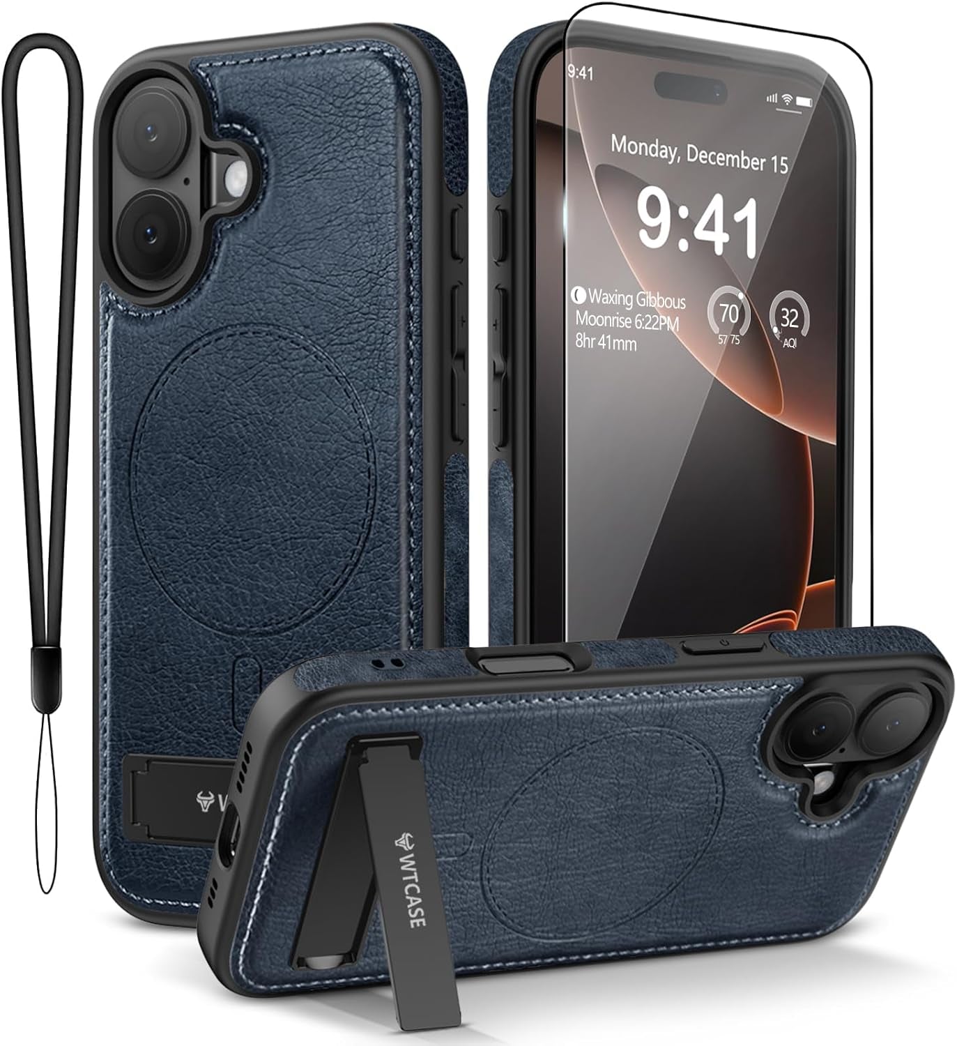 Magnetic for Iphone 17 Pro Max Leather Case,Built-In Invisible Stand [Compatible with Magsafe] Protective Slim Kickstand Phone Cover for Iphone 17 Pro Max,Brown