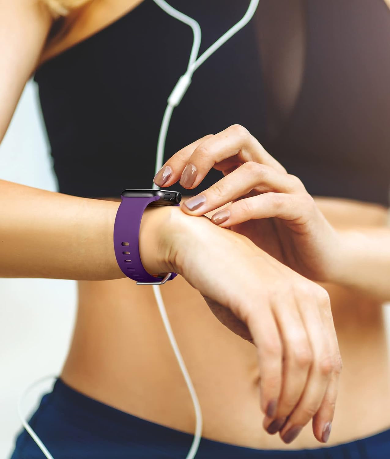 Compatible for Apple Watch Band 38Mm 40Mm 41Mm 42Mm 44Mm 45Mm,Soft Silicone Sport Replacement Strap Compatible with Iwatch Series SE/7/6/5/4/3/2/1 Women Men