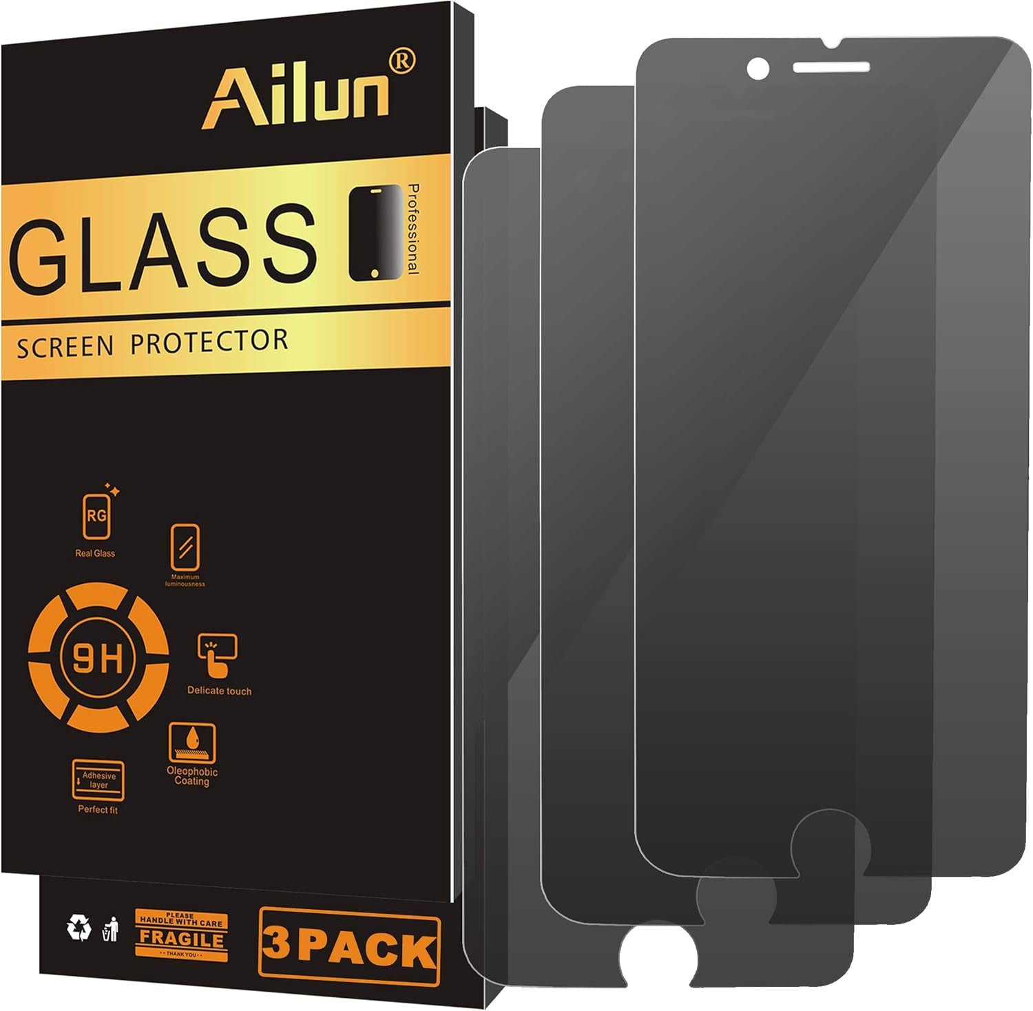 Ailun 3 Pack for Iphone 17 Pro Privacy Screen Protector [6.3 Inch] with Installation Frame, anti Spy Private Tempered Glass Anti-Scratch Case Friendly