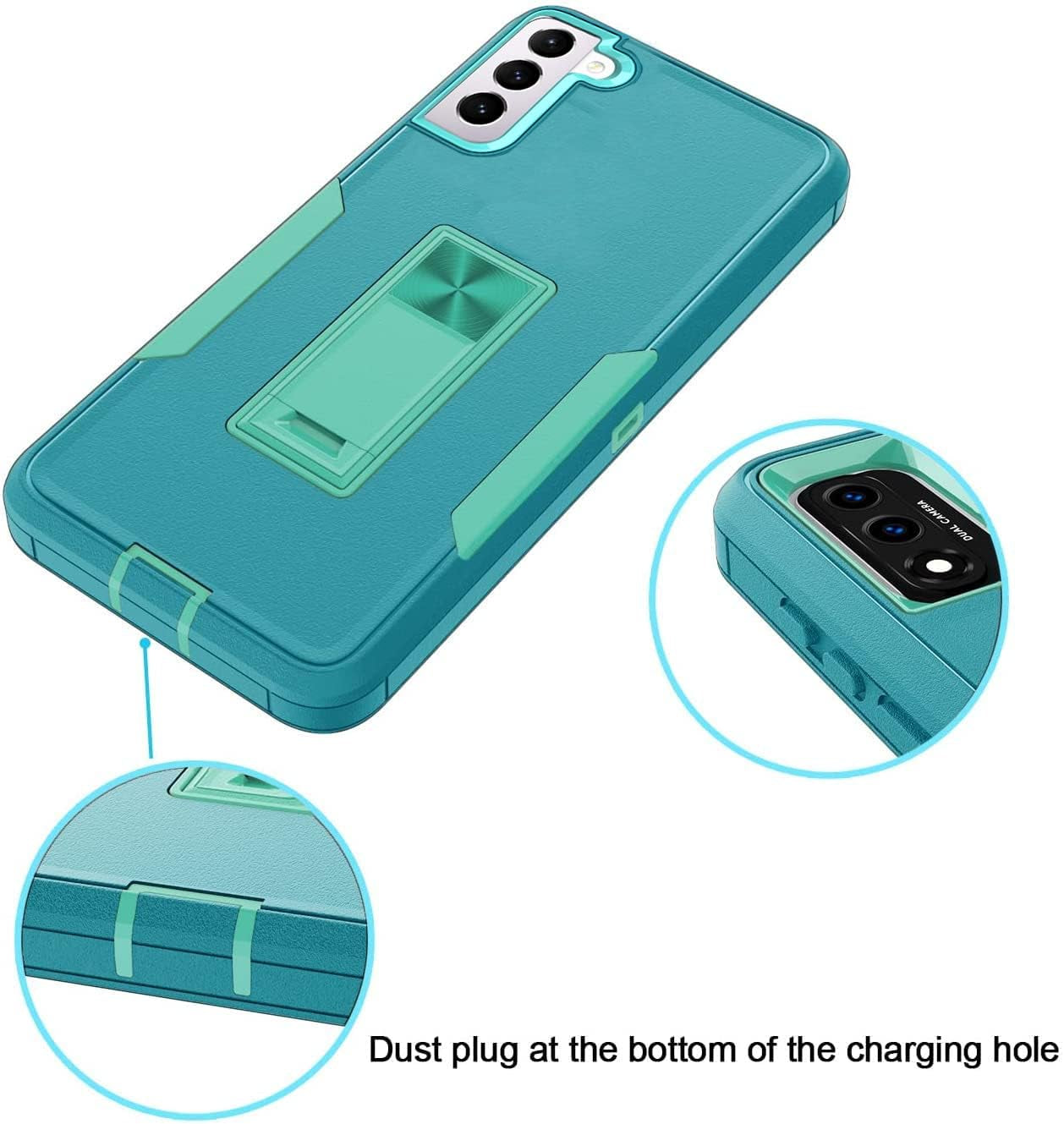 For Samsung Galaxy S22 plus 5G Case with Screen Protector Maximum Coverage and Kickstand, [Military Grade] Heavy-Duty Tough Rugged Shockproof Protective Case for Galaxy S22 plus 5G (Green)