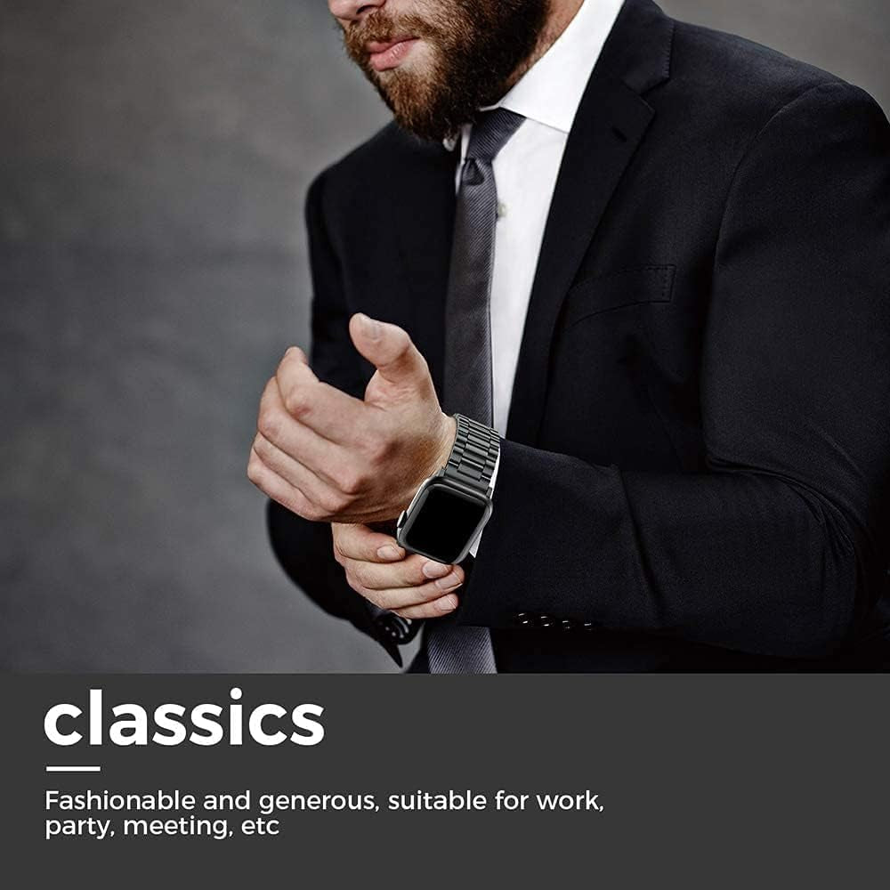 EPULY Compatible with Apple Watch Band 49Mm 45Mm 44Mm 42Mm 41Mm 40Mm 38Mm, Business Stainless Steel Metal Watchband for Iwatch Band Series 9, Ultra 2, SE, Ultra Series 8 7 6 5 4 3 2 1 Men & Women