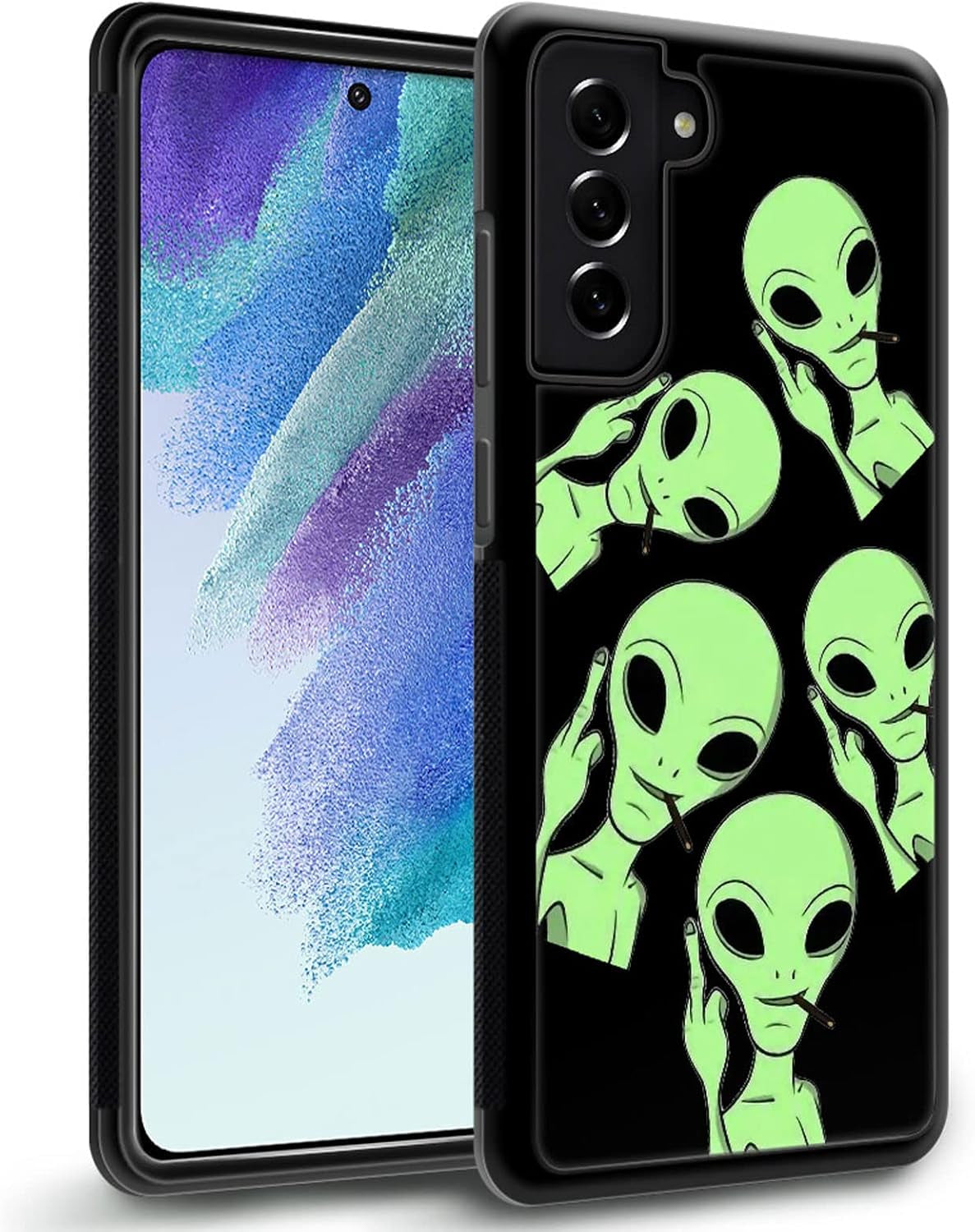 Compatible with Samsung Galaxy S22 plus Case with Arrogant Smoking Alien Pattern Design Plastic Samsung Galaxy S22 plus Case TPU Bumper Protective Case Samsung Galaxy S22 Plus