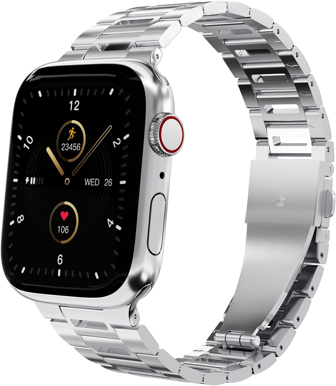 Finestone Metal Band for Apple Watch - Stainless Steel Apple Watch Band Compatible with Apple Watch 41Mm 40Mm 38Mm - Slim Hollow-Out Design Strap for Iwatch Series 9/8/7/6/5/4/3/2/1 SE Women Men Silver