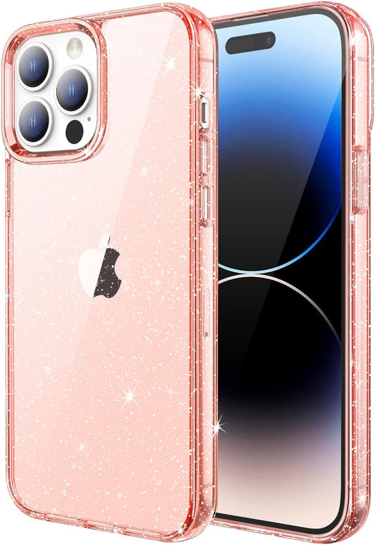 Jetech Glitter Case for Iphone 14 Pro 6.1-Inch, Bling Sparkle Shockproof Phone Bumper Cover, Cute Sparkly for Women and Girls (Rose Gold)  JETech   