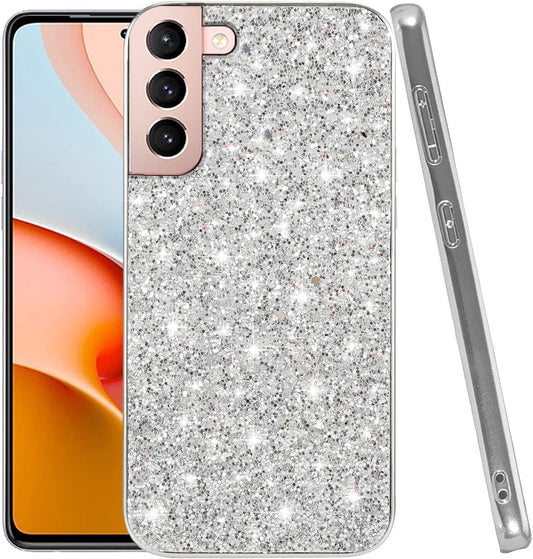 Compatible with Samsung S22 plus Case Glitter Shockproof,Samsung Galaxy S22 plus Phone Case Bling Sparkly Soft TPU and PC Silicone Shiny Girl Women Thin Protective Cover (Silver)