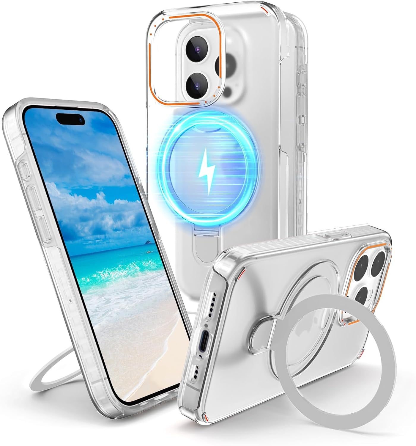 Flodsw Shockproof Case for Iphone 15 Pro,Compatible with Magsafe,Stronger Magnetic Iphone 15 Pro Case with Stand,Dual Layer Phone Case,[Military Drop Protection][Anti Yellowing] 6.1Inch,Blue  Flodsw   