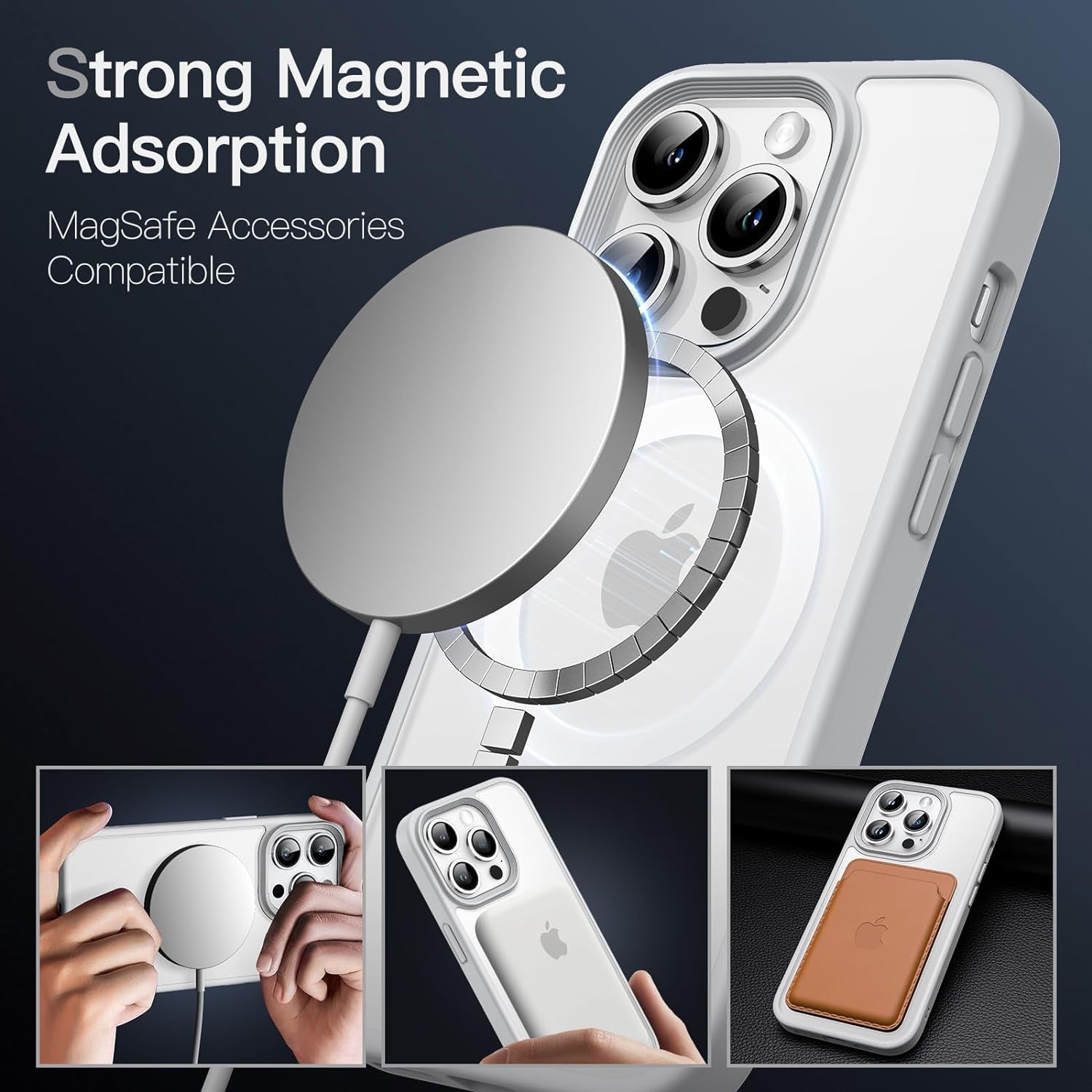 Jetech Magnetic Case for Iphone 14 Pro Max 6.7-Inch Compatible with Magsafe, Translucent Matte Back Slim Shockproof Phone Cover (Silver)  JETech   
