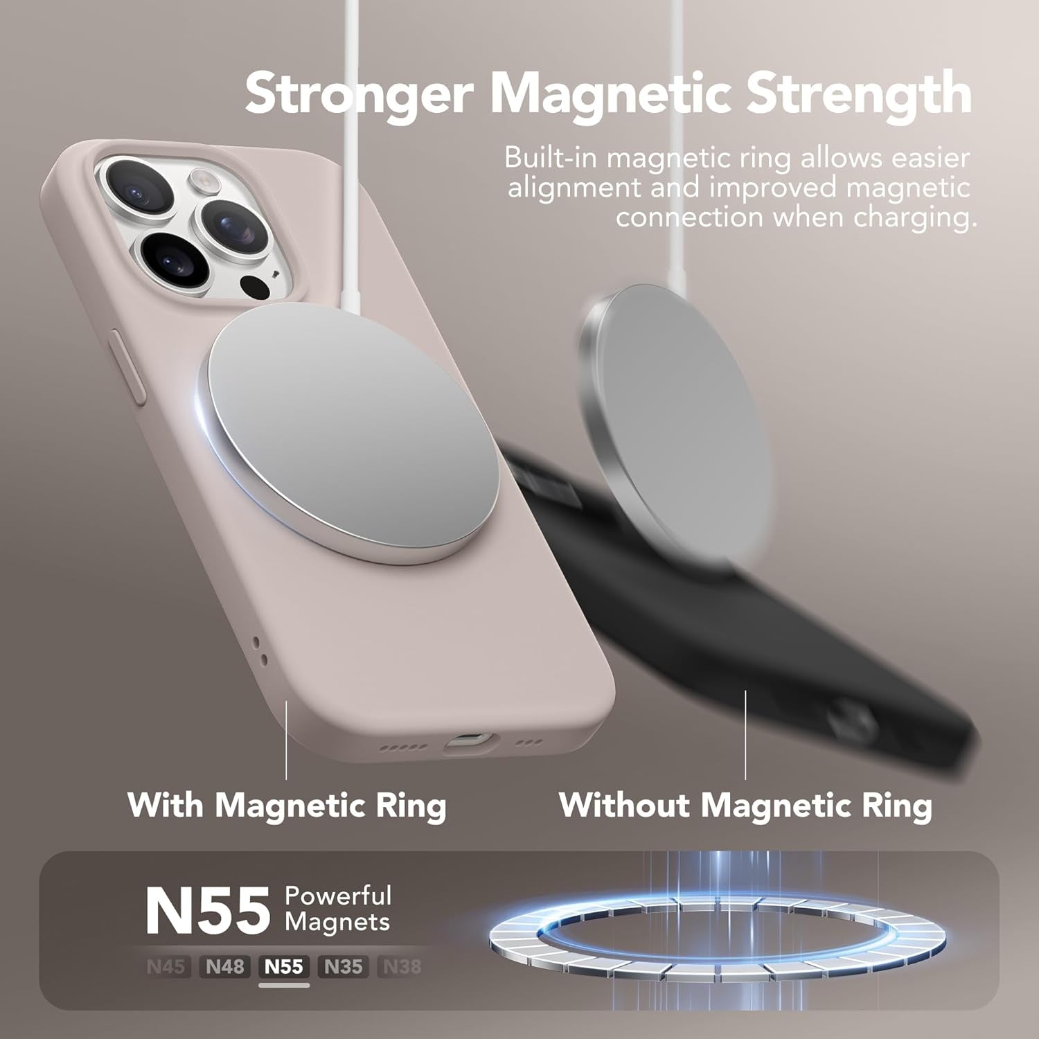 GONEZ for Iphone 15 Pro Case Compatible with Magsafe, [2X Screen Protector + 2X Camera Lens Protector], Soft Silicone Shockproof Anti-Scratch Full Body Protective Phone Case 6.1" 2023, Dark Grey  GONEZ   