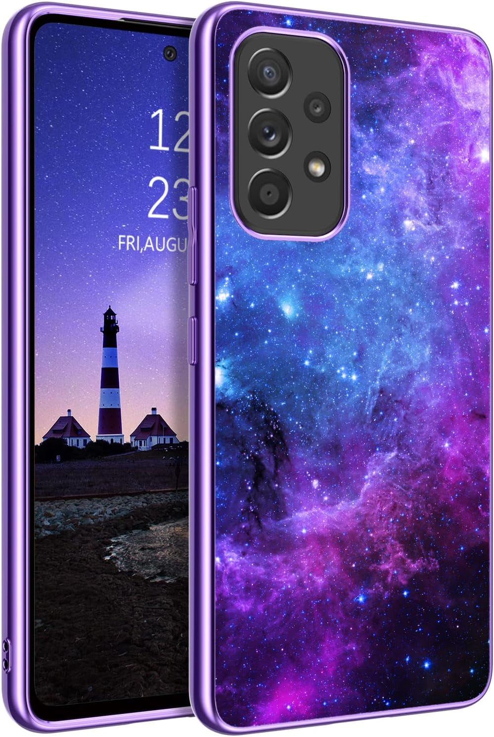 GUAGUA Compatible with Samsung Galaxy A53 5G Case 6.5 Inch Glow in the Dark Noctilucent Luminous Space Nebula Slim Fit Cover Protective anti Scratch Cases for Galaxy A53, Blue Nebula